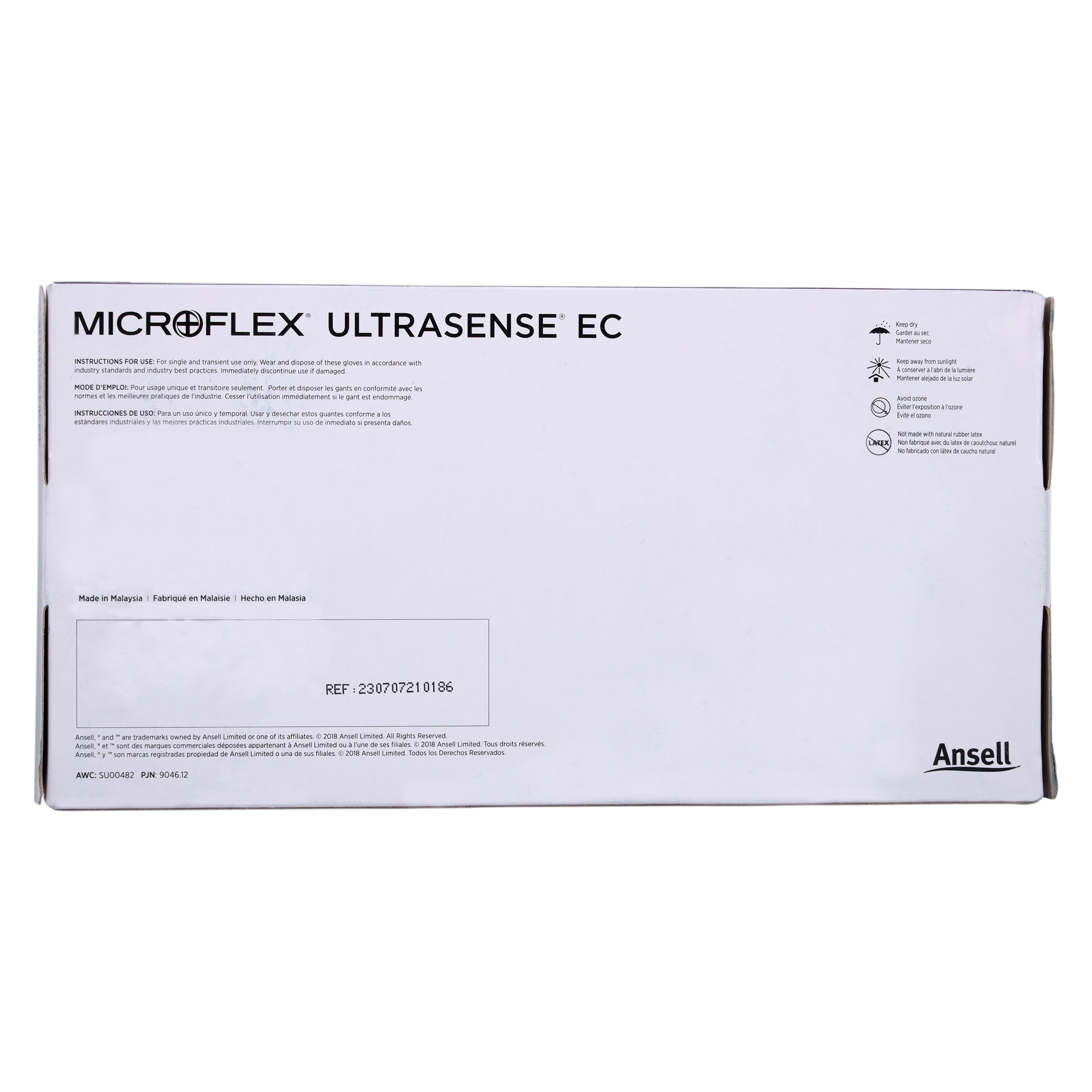 UltraSense® EC Nitrile Exam Gloves, Powder Free, Latex Free, Non-Sterile, Textured, Beaded Cuff, Extended Cuff, Medium, Blue, 100/Box, USE-880 thumbnail 6