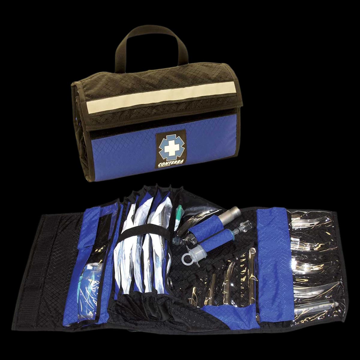 Conterra Tube-Pro Deluxe Intubation Kit, Black/Blue, Velcro Closure, Top Handle - Blue Deluxe Intubation Kit - Image 1