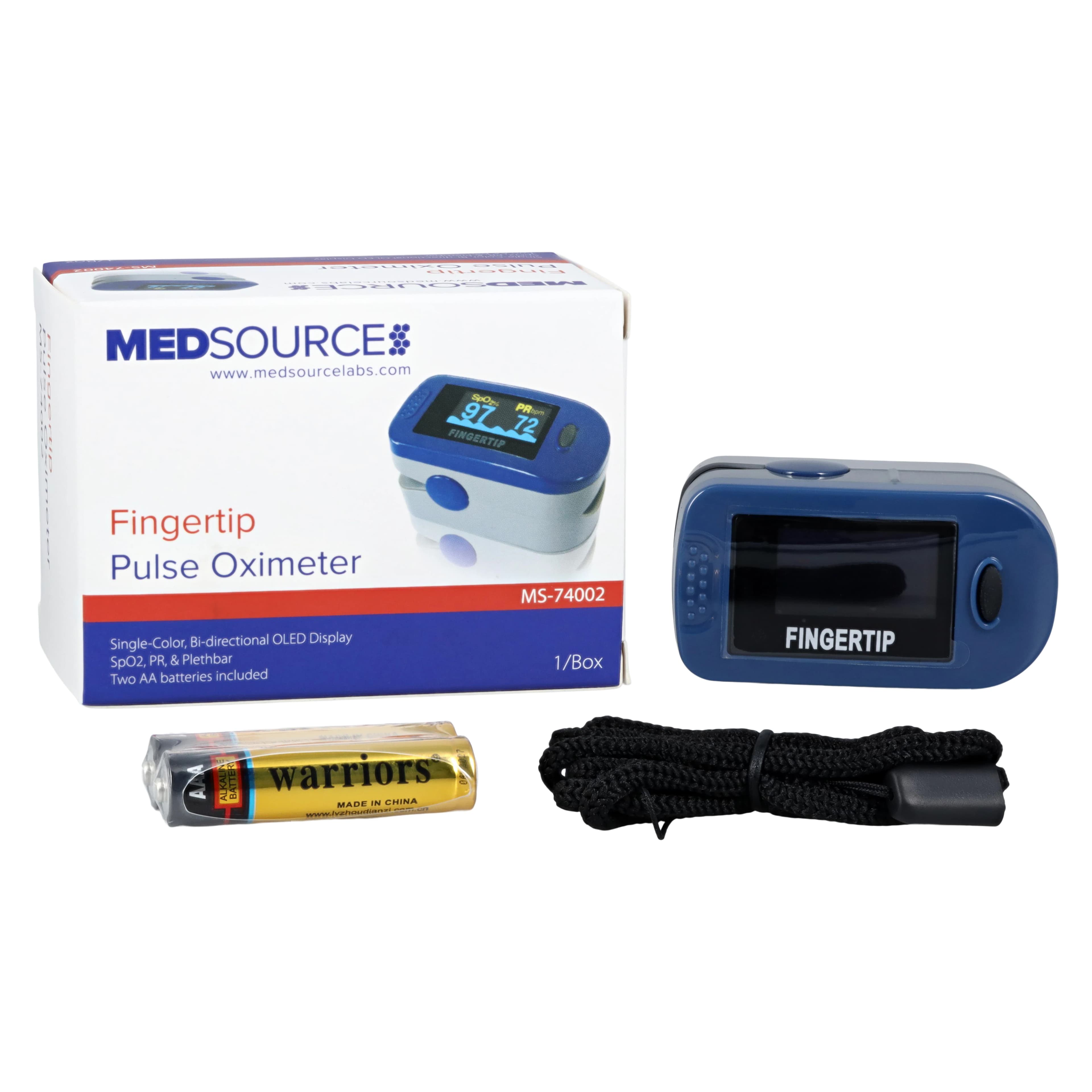 Medsource International Fingertip Pulse Oximeter, Adult, AAA Battery Powered, 01KEZKNNSX26Z2MPN3XMTQ7GXH - Fingertip Pulse Oximeter - Image 1