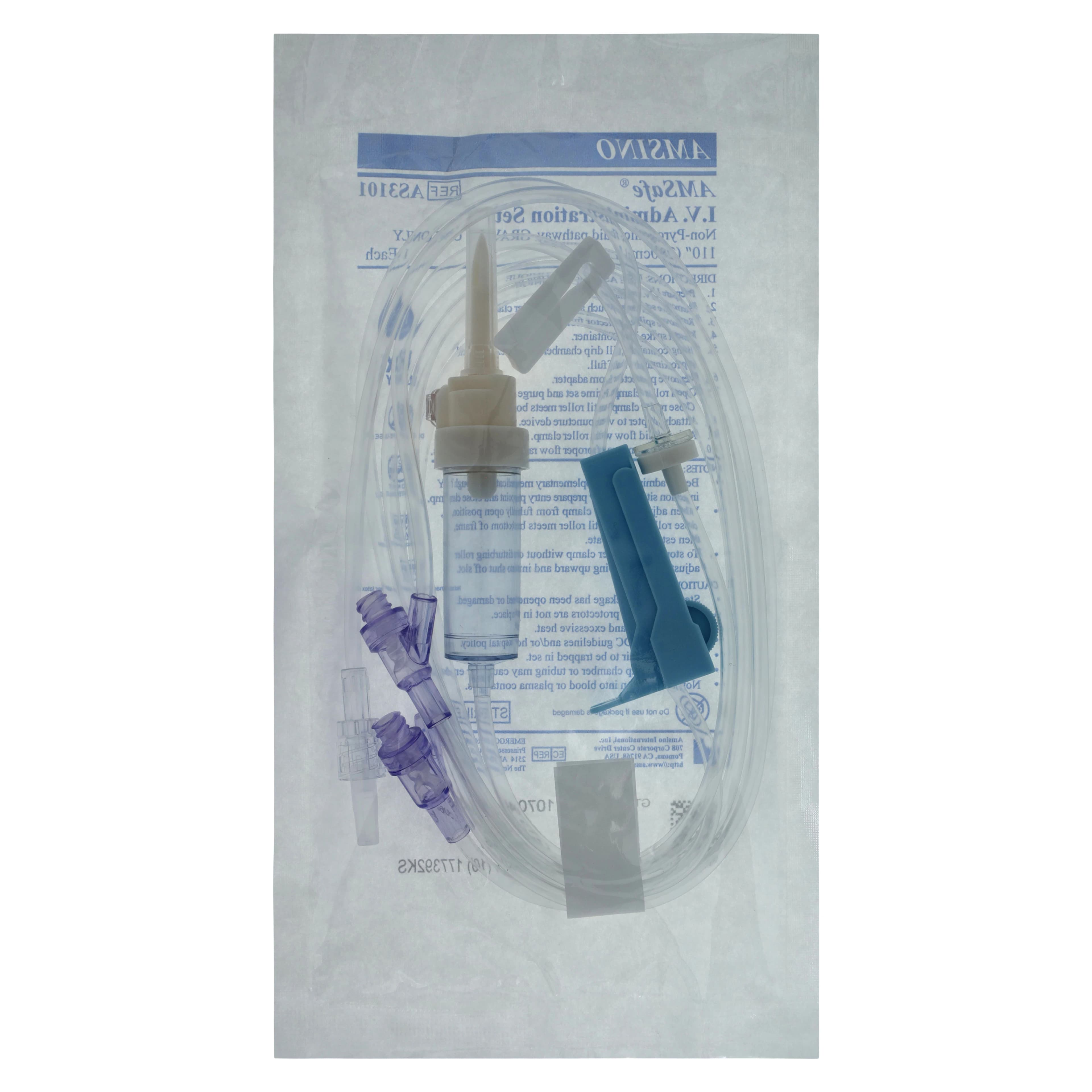 Amsafe IV Administration Set, Needleless, Non-DEHP, 2 Y-Injection Sites, 15 Drops/mL, 110", 50/Case thumbnail 4