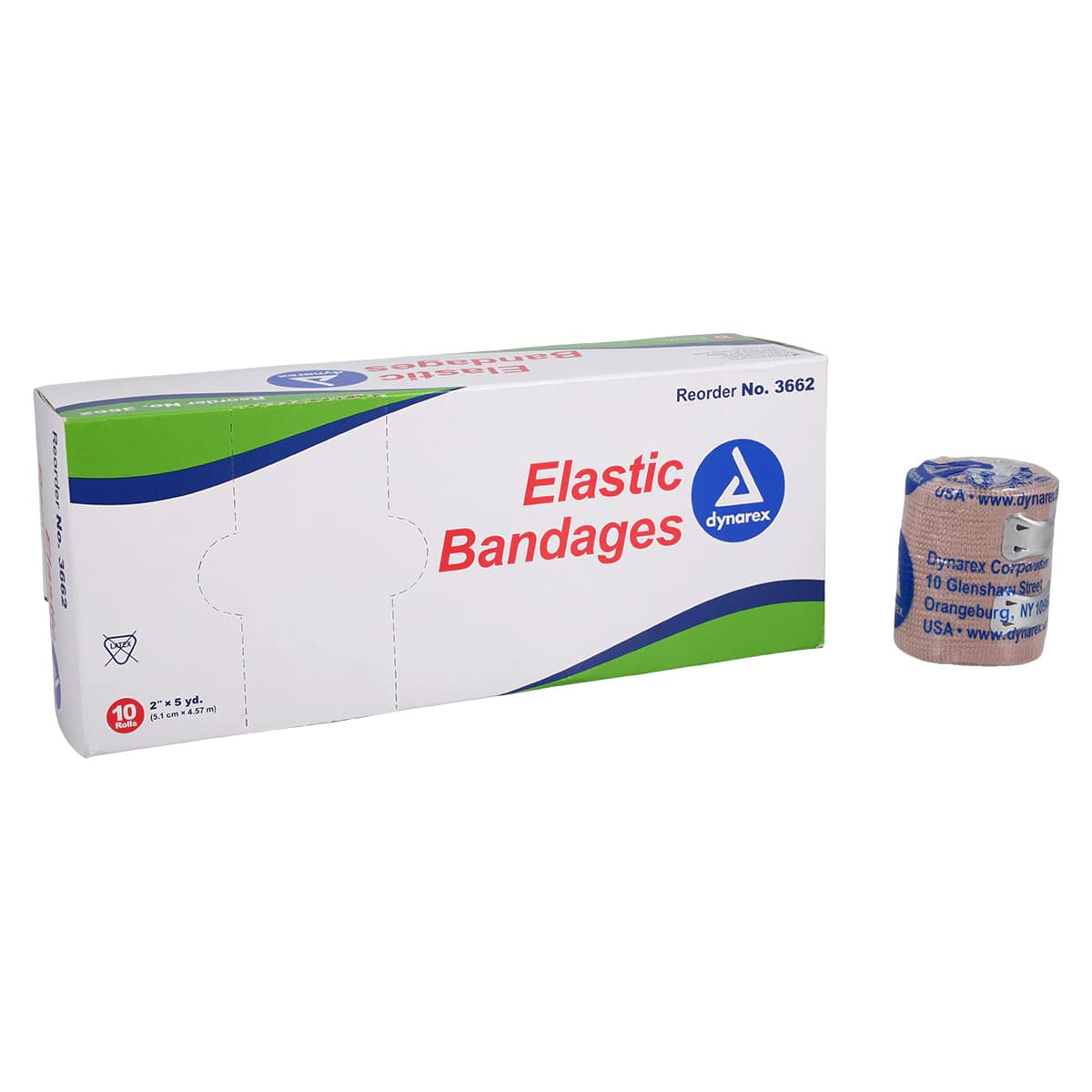 Dynarex Bandage Elastic Clips, 2" x 4.5 yd, Tan, Non-Sterile, 10/Box - Bandage Elastic Clips LF NS - Image 1