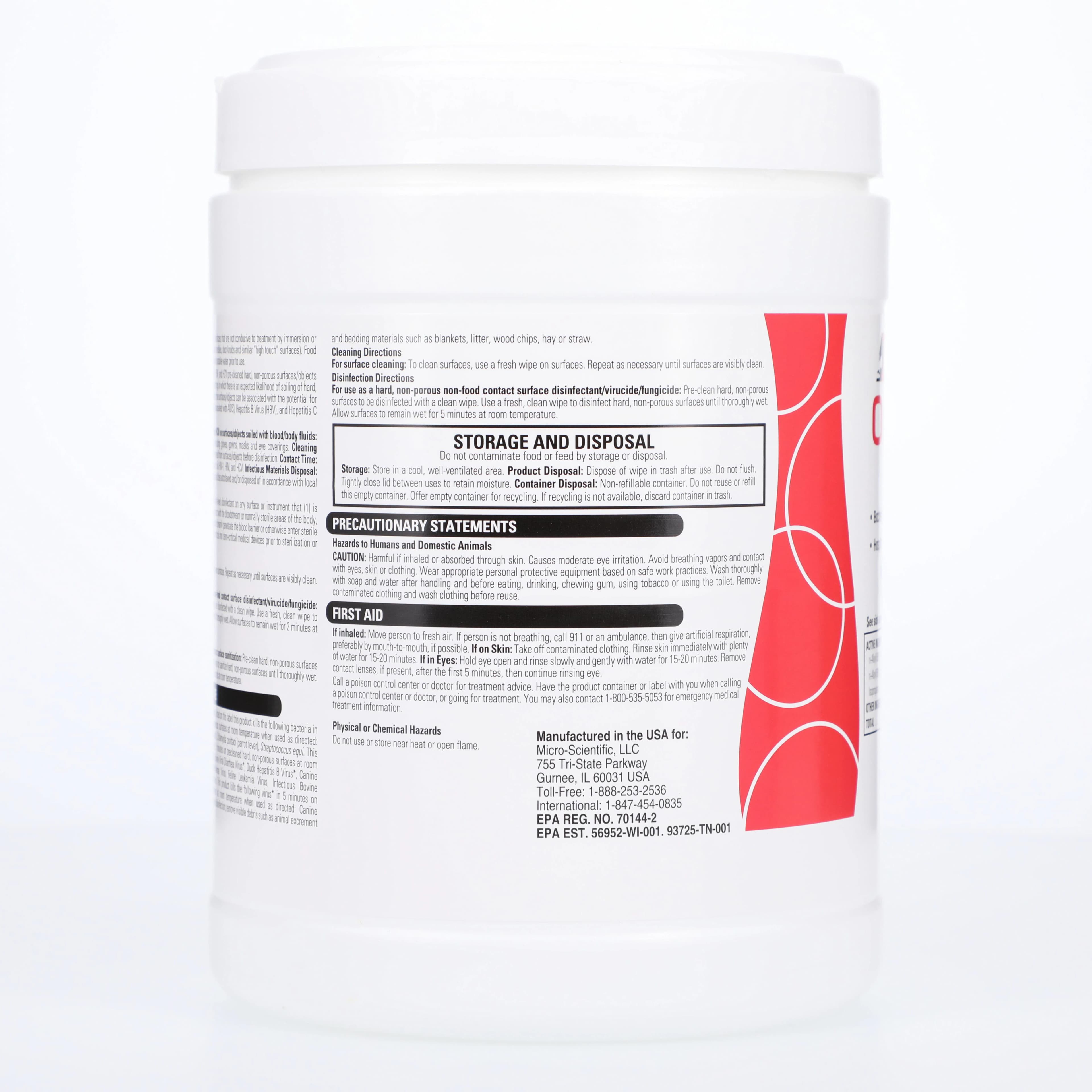 Opti-Cide3® Surface Disinfectant Wipes, 7" x 10", 100/Canister, DOCW06-100 thumbnail 4