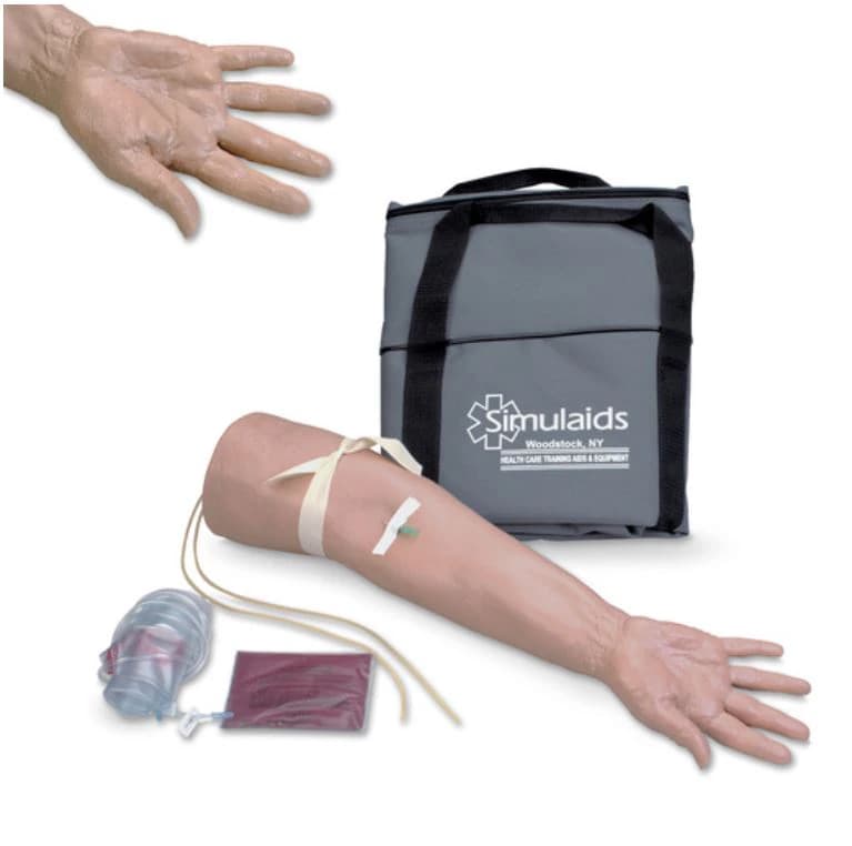 Nasco Healthcare Geriatric IV Arm Training Simulator, 35x13x9" with Carry Bag, LF01127U - Geriatric IV Training Arm - Image 1