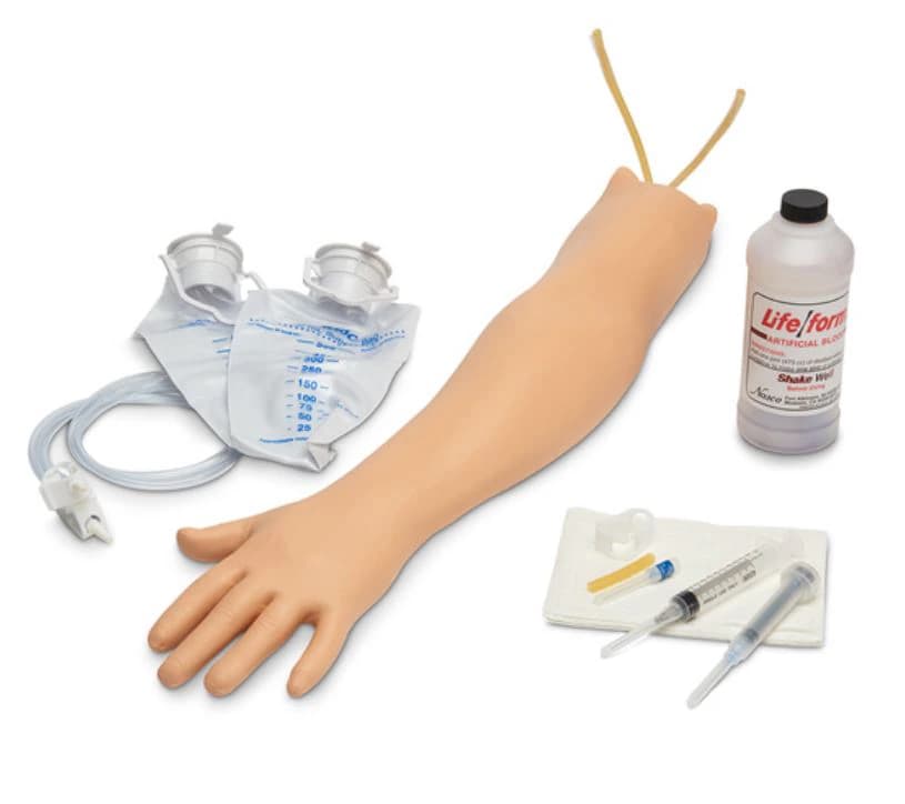 Life/form Hemodialysis Practice Arm Training Simulator with Venous/Arterial Blood, 2 Fluid Supply Bags, and Carry Case - Lifeform Hemodialysis Prac Arm - Image 1