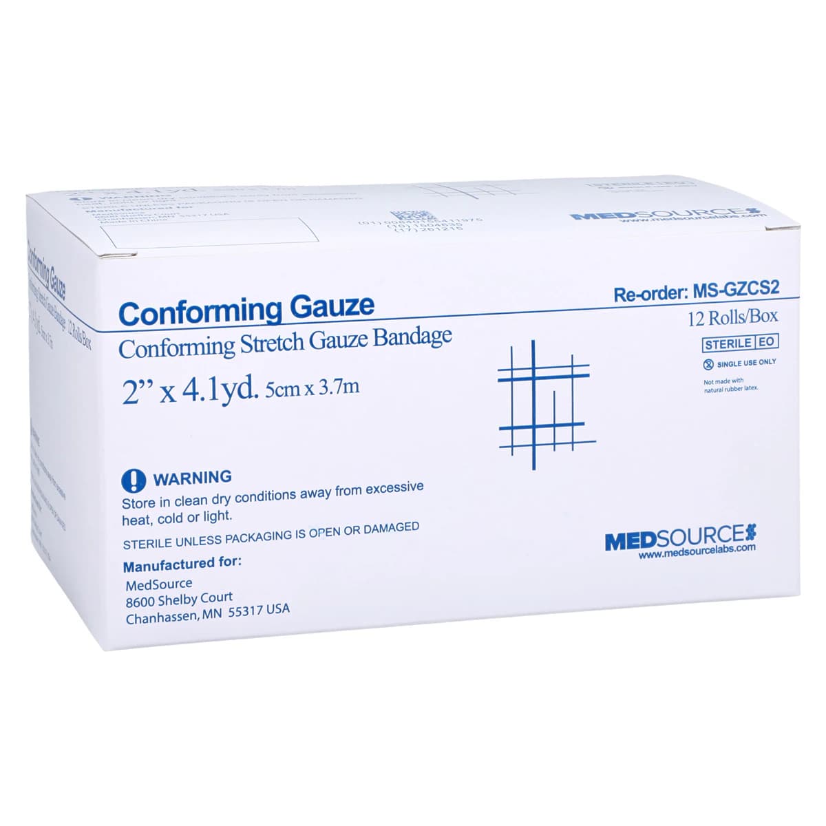 Conforming Stretch Gauze Bandage, Polyester, 2" x 4.1 yd (Sterile), 12/Box thumbnail 2