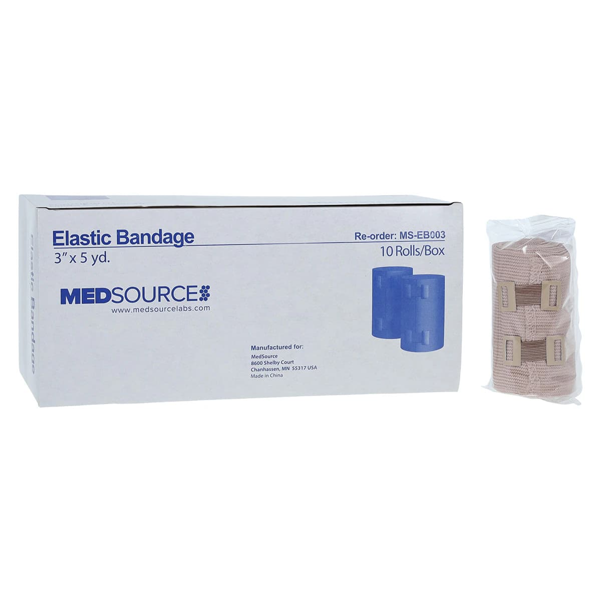 Medsource International Stretch Bandage, Cotton/Elastic, 3" x 5 yd, Beige, 10/Box thumbnail 2