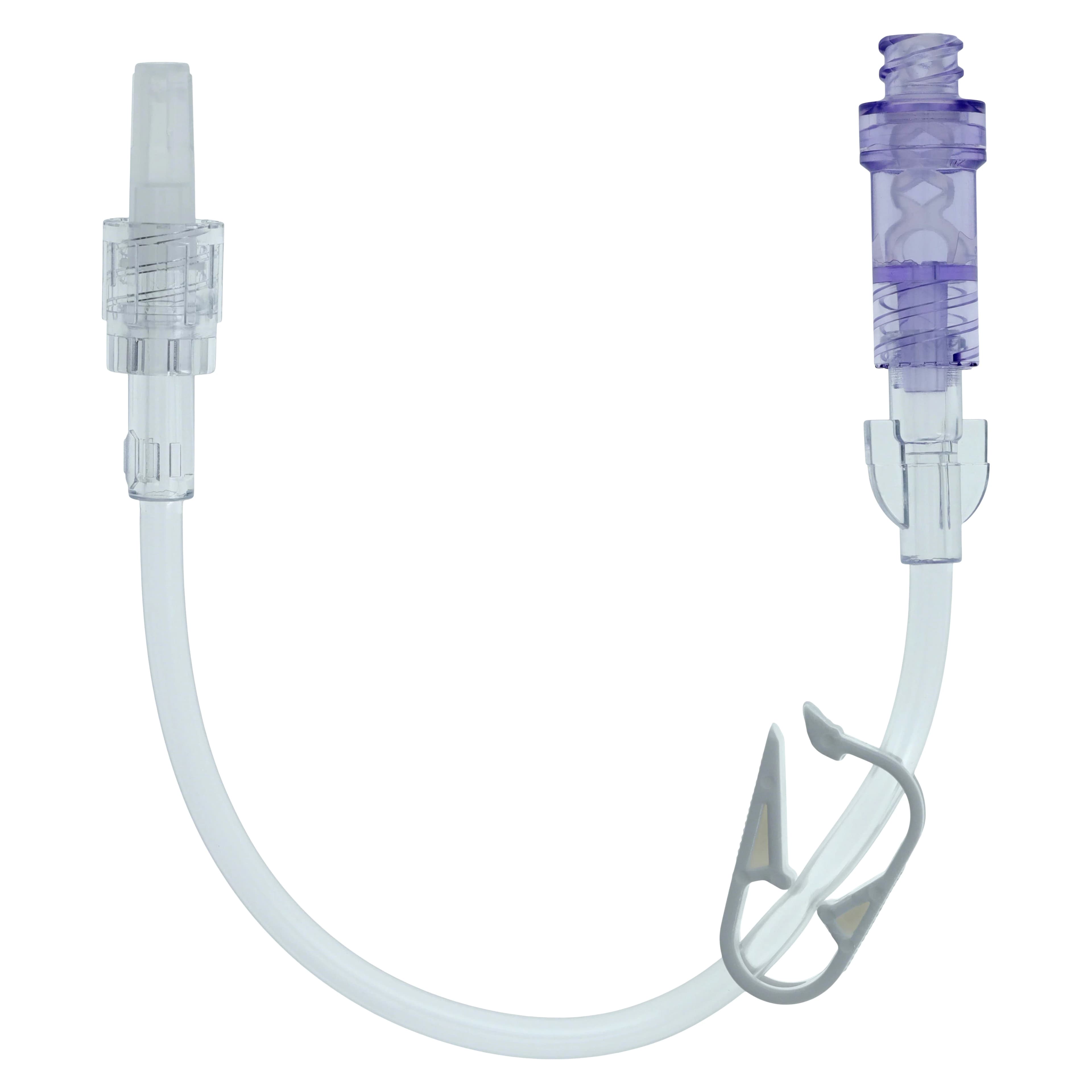 Amsafe IV Extension Set, Needleless, 8" Rotating Male Luer Lock Adapter, Priming Volume 1.2mL, Roberts Clamp, Non-DEHP, Sterile, Latex-Free, 100/Case - Extension Set - Image 1