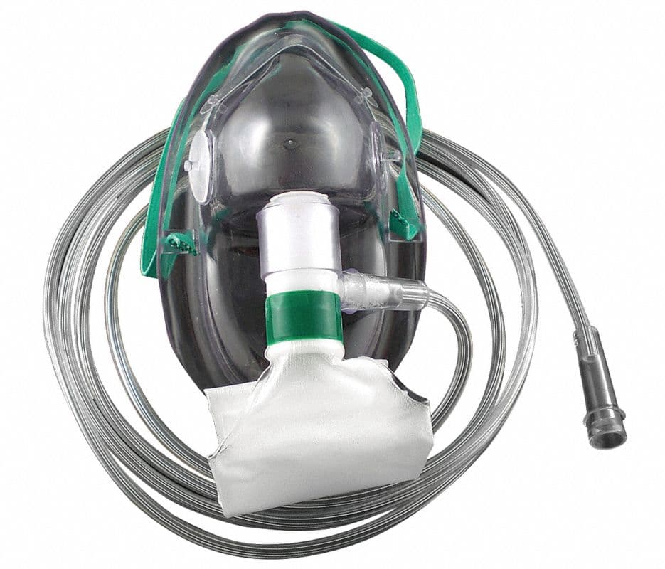 Medsource International Pediatric Non-Rebreather Oxygen Mask with Vent, Clear, 7 ft Star Lumen Tubing, with Strap, Swivel Tubing Adapter, and Reservoir Bag, Each - Non-Rebreather Mask w/Vent - Image 1
