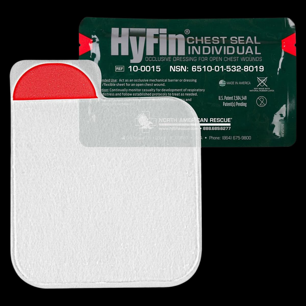 HyFin Chest Seal Dressing, Transparent Occlusive Seal, North American Rescue - HyFin Chest Seal Dressing - Image 1