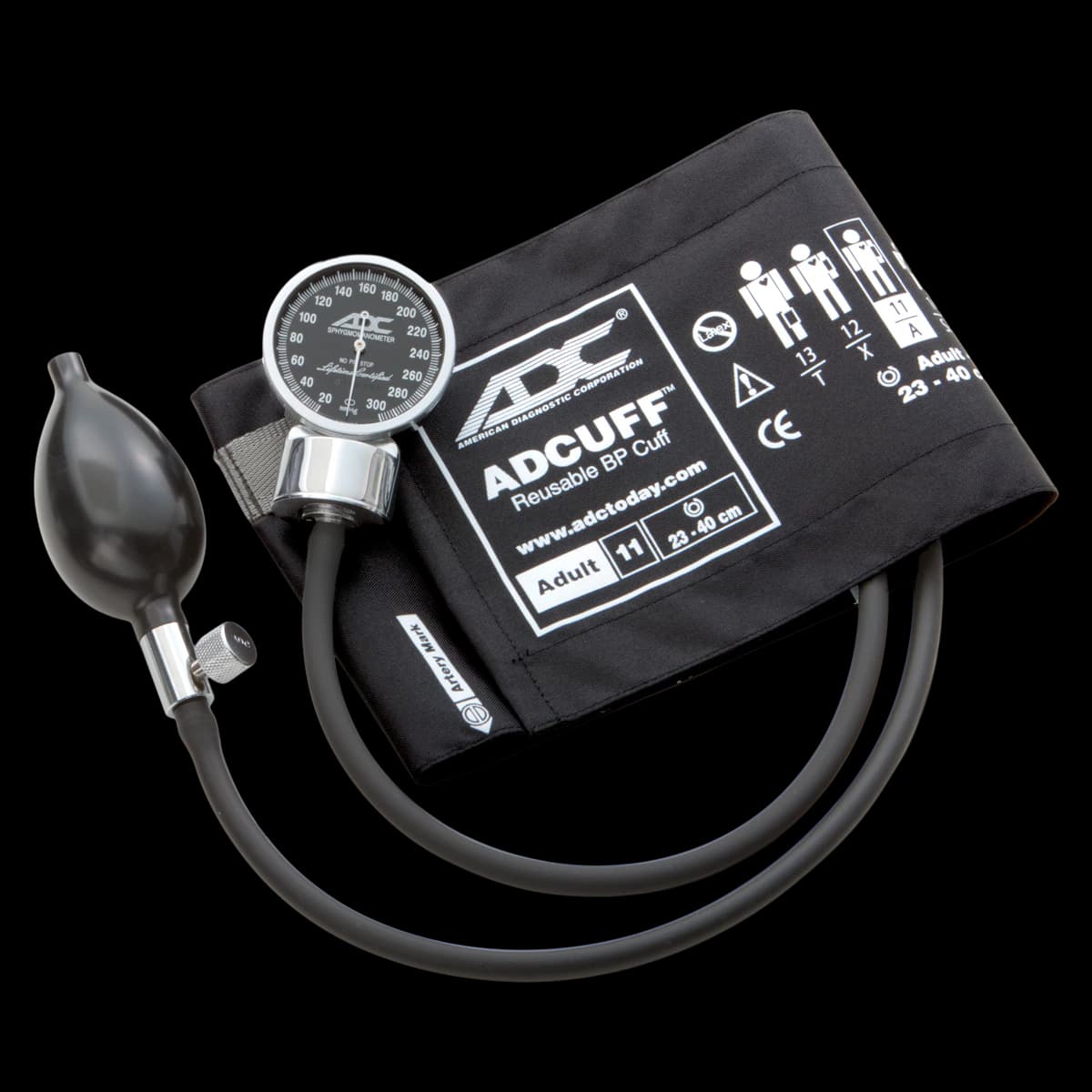 Diagnostix 700 Series Aneroid Sphygmomanometer, Size 11, Black, Latex-Free, Luminescent Dial - Diagnostix Aneroid Sphyg Black - Image 1