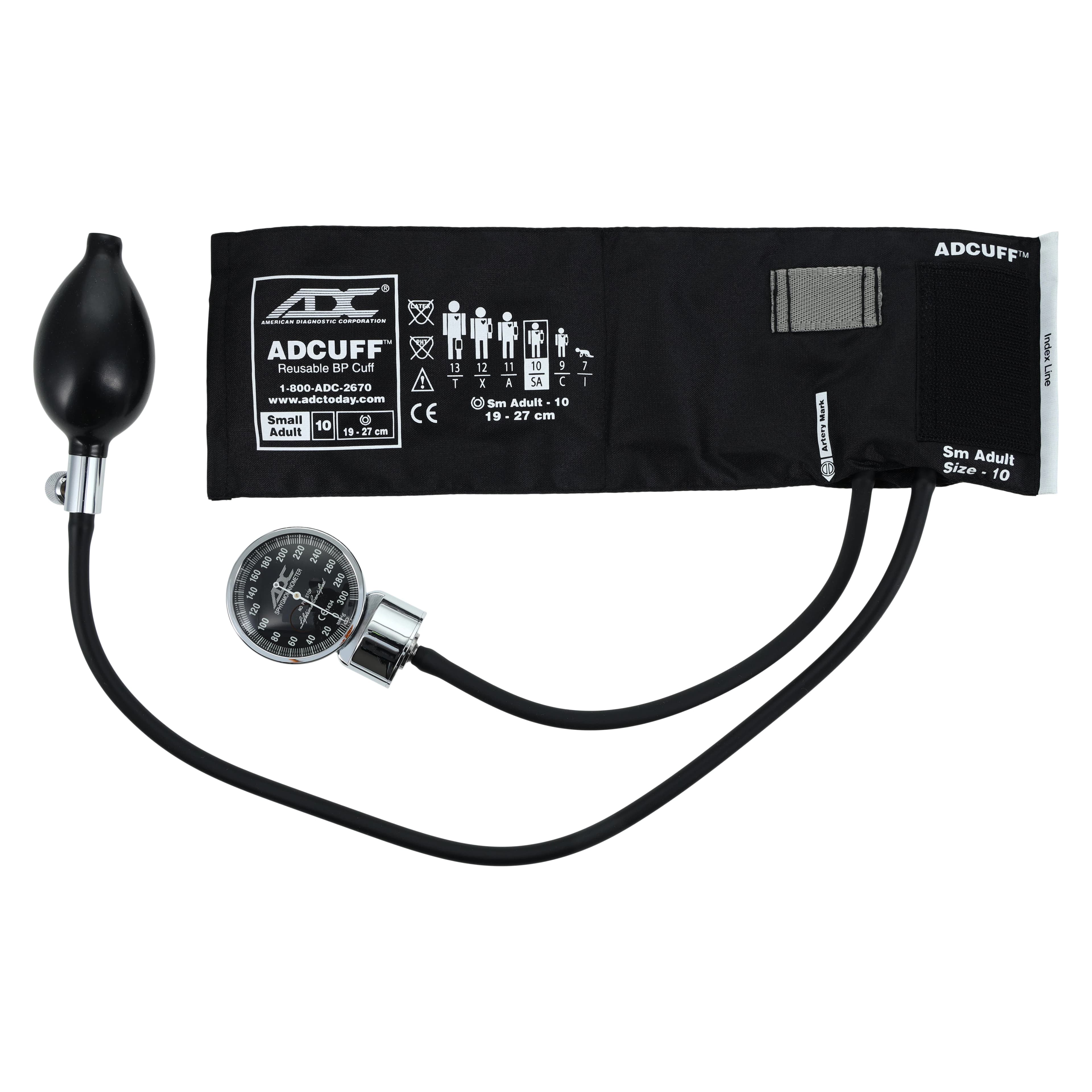 Diagnostix Aneroid Sphygmomanometer, Size 10, Black, Latex-Free, Arm Dial Display thumbnail 3