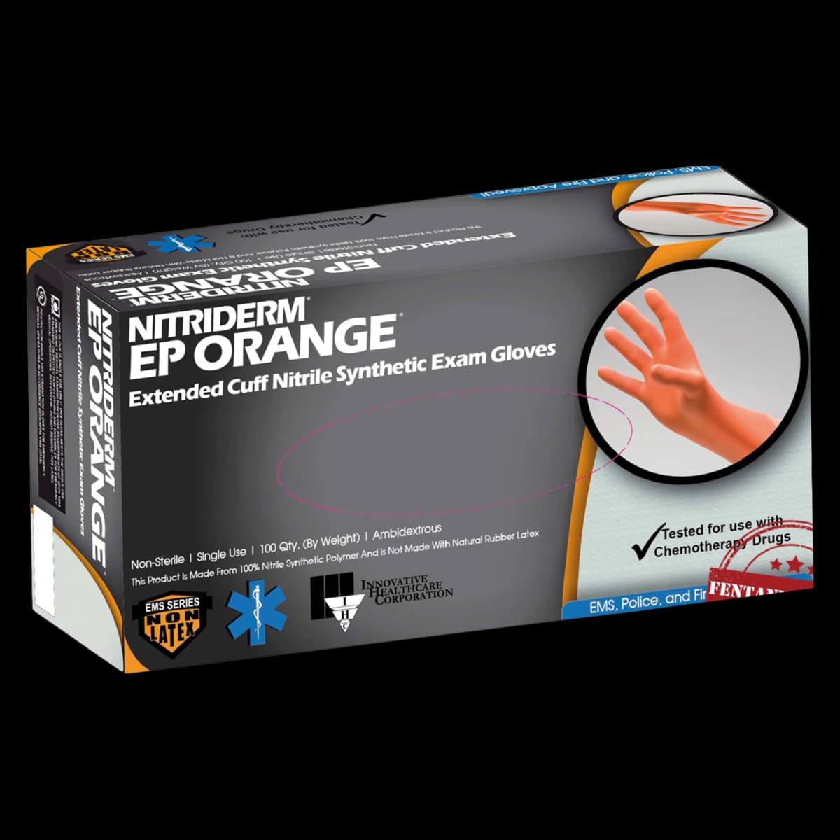 NitriDerm EP Nitrile Exam Gloves, Large, Orange, Non-Sterile, 10 Boxes/Case - Nitriderm EP Nitrile Glv - Image 1