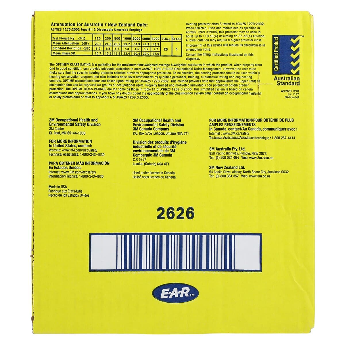 3M Occupational Health Ear Plugs without Cord, Regular Size, Uncorded, 200/Package thumbnail 3