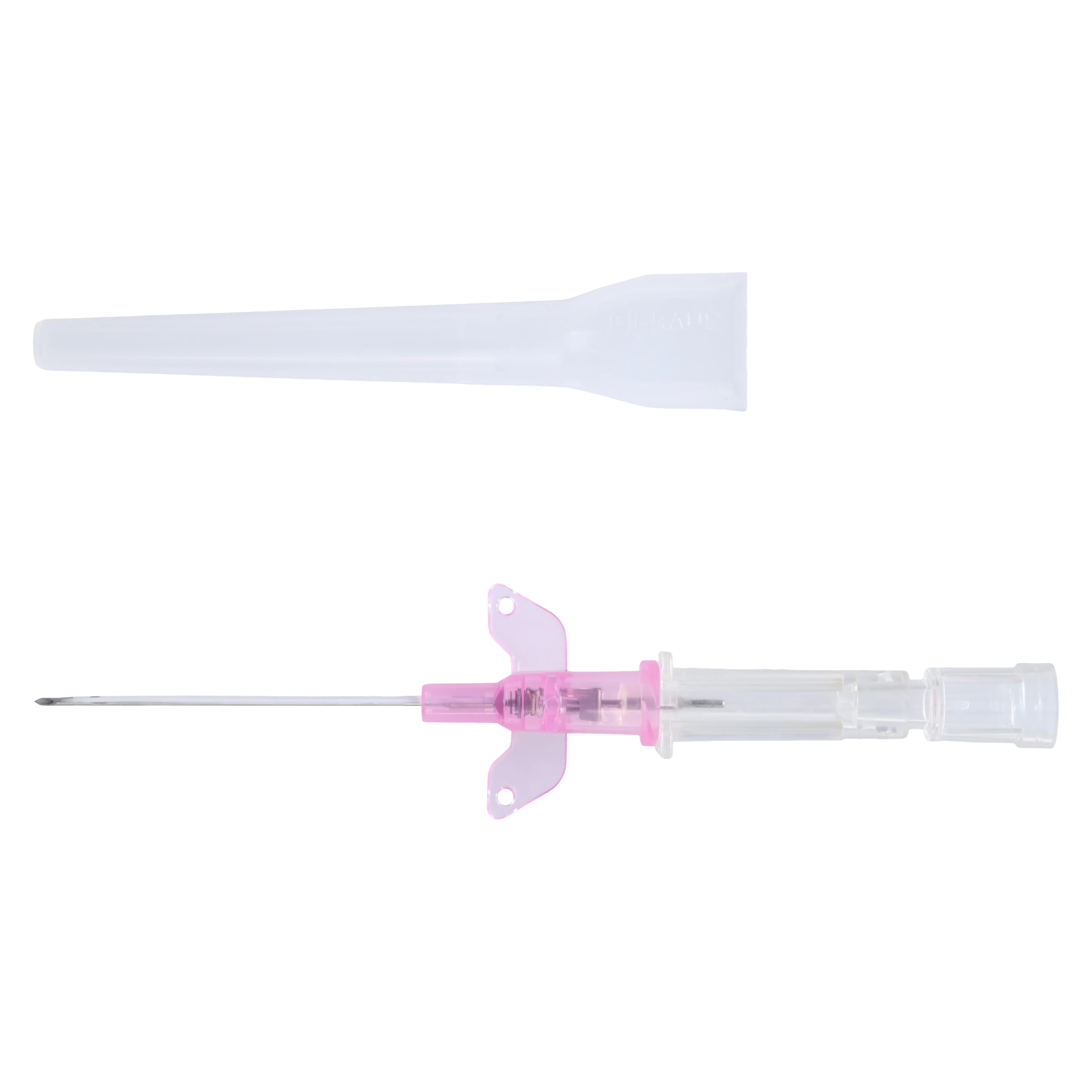 B. Braun Introcan Safety IV Catheter, 20 Gauge, 1-1/4", FEP, Straight with Wings, Pink, Sterile, 50/Box - Introcan Safety Cath Wing FEP - Image 1