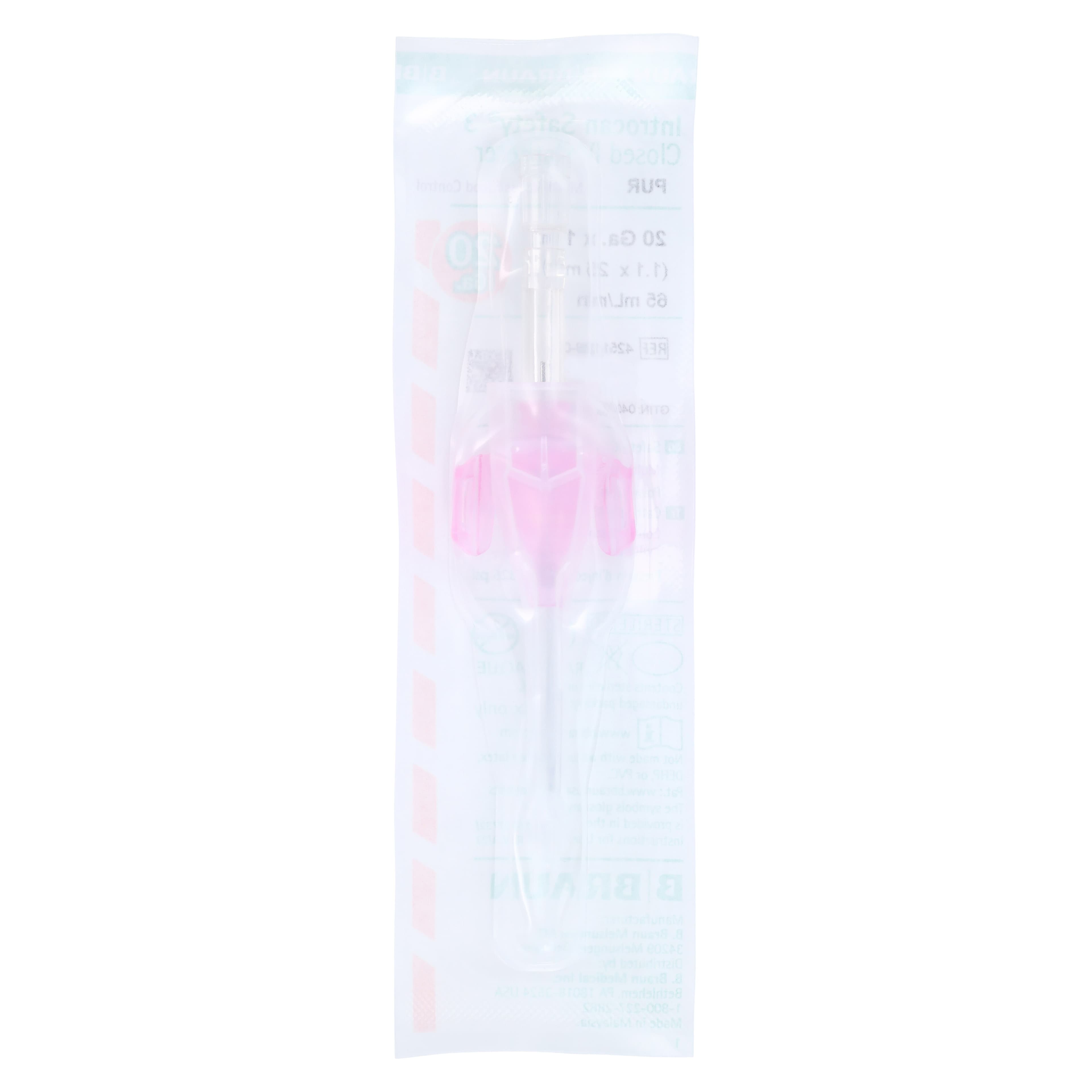 B. Braun Introcan Safety 3 IV Catheter, 20 Gauge, 1", Closed End, Pink, 50/Box thumbnail 5