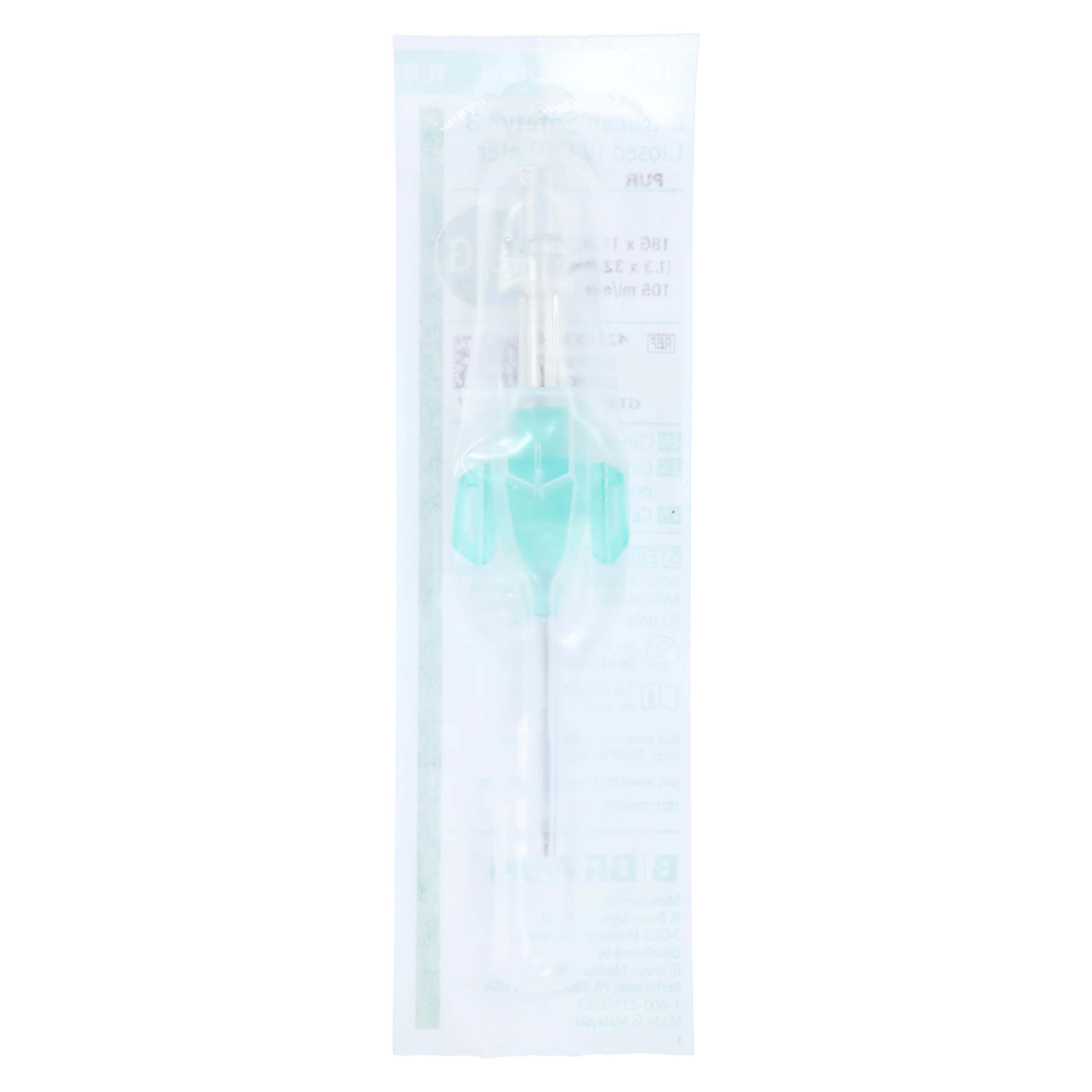 B. Braun Introcan Safety 3 IV Catheter, 18 Gauge, 1-1/4", Polyurethane, Closed End, Non-DEHP/Non-PVC, Sterile, Green, 50/Box thumbnail 5
