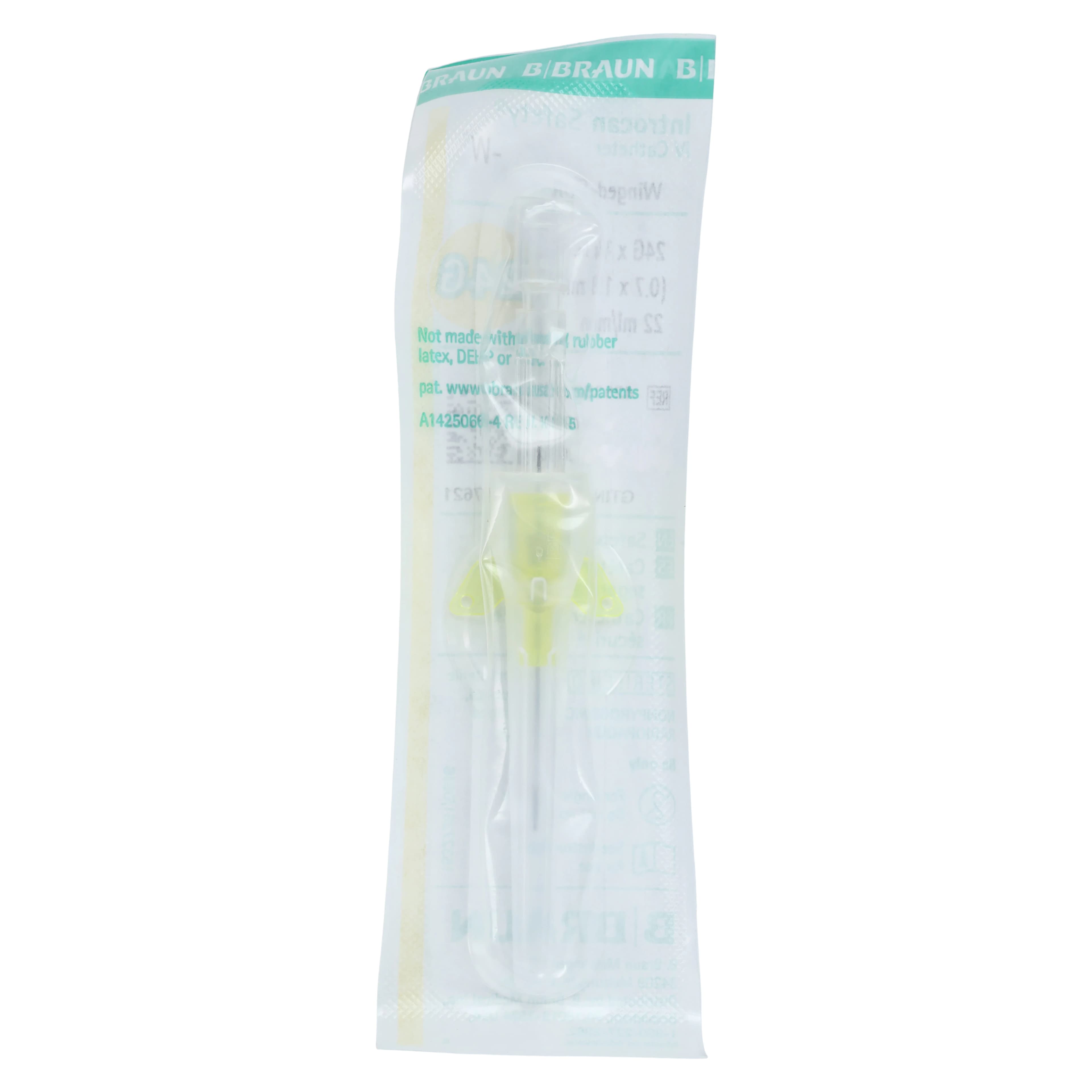 Introcan Safety Catheter Wing, 24 Gauge, 3/4", Yellow, Non-DEHP/Non-PVC, Sterile, Each thumbnail 6