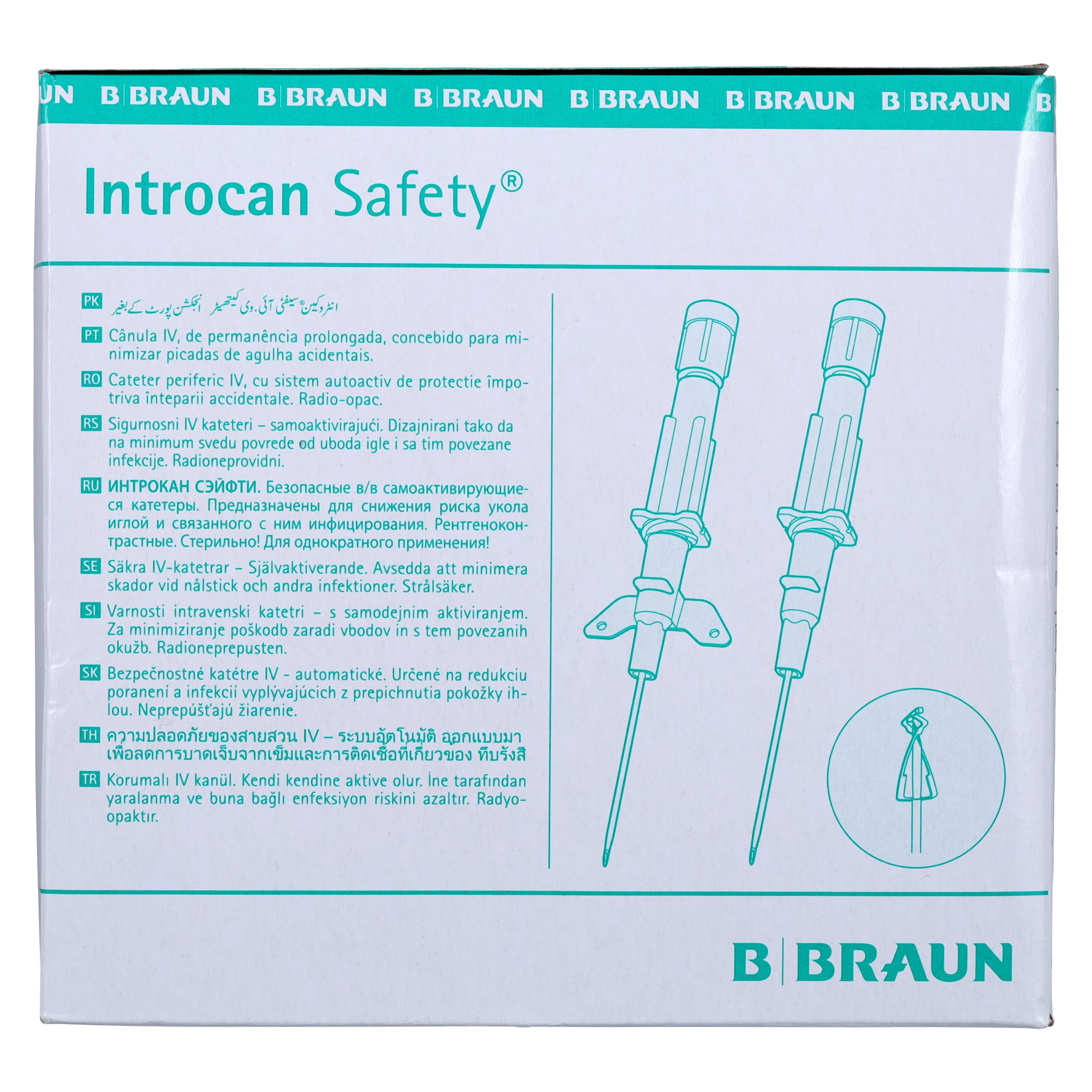 Introcan Safety IV Catheter, 18 Gauge, 1-1/4", Polyurethane, Non-DEHP/Non-PVC, Sterile, Green, Straight, No Wings, 50/Box thumbnail 4