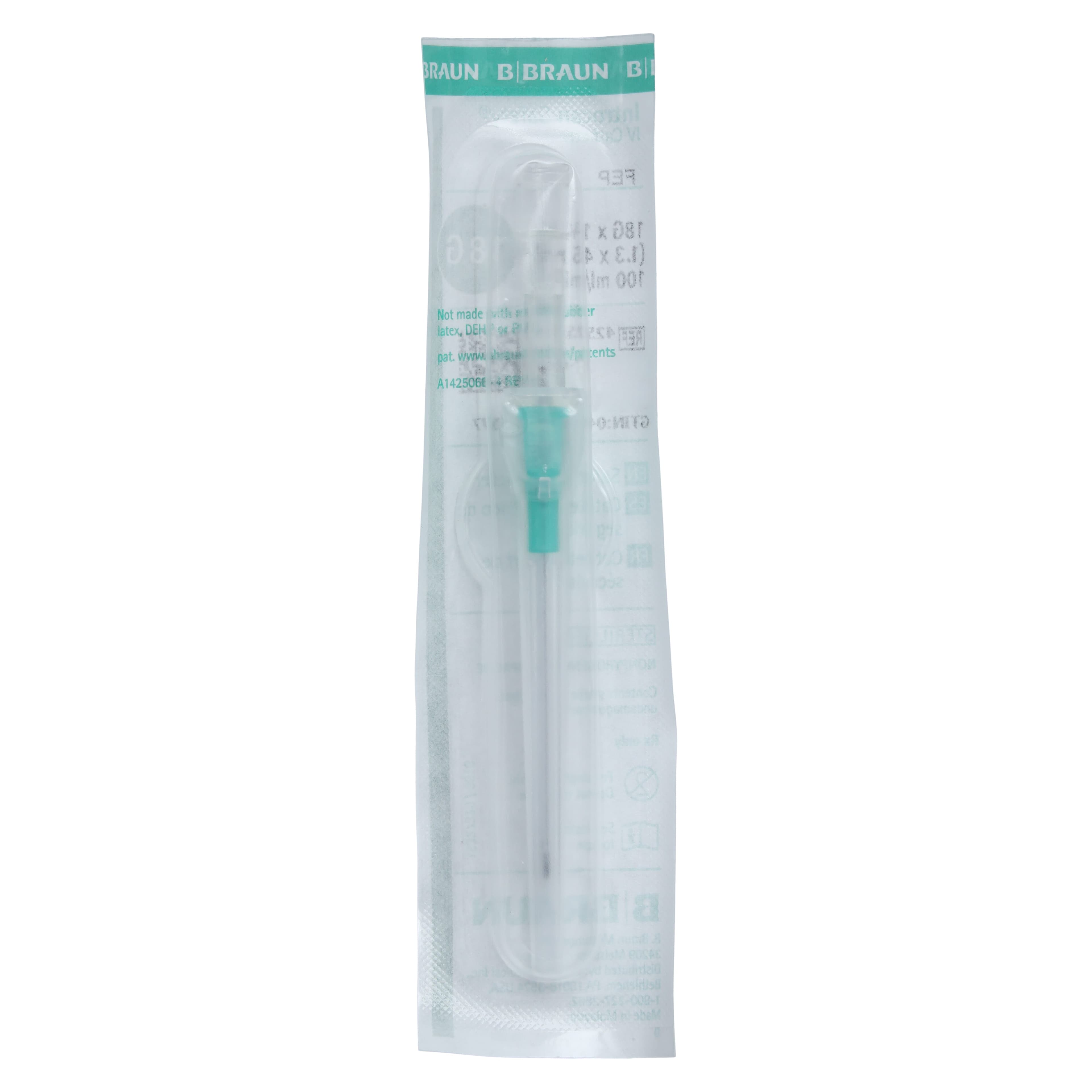 Introcan Safety IV Catheter, 18 Gauge, 1-3/4", Green, Straight, Non-DEHP, Latex-Free, Sterile, Each thumbnail 6