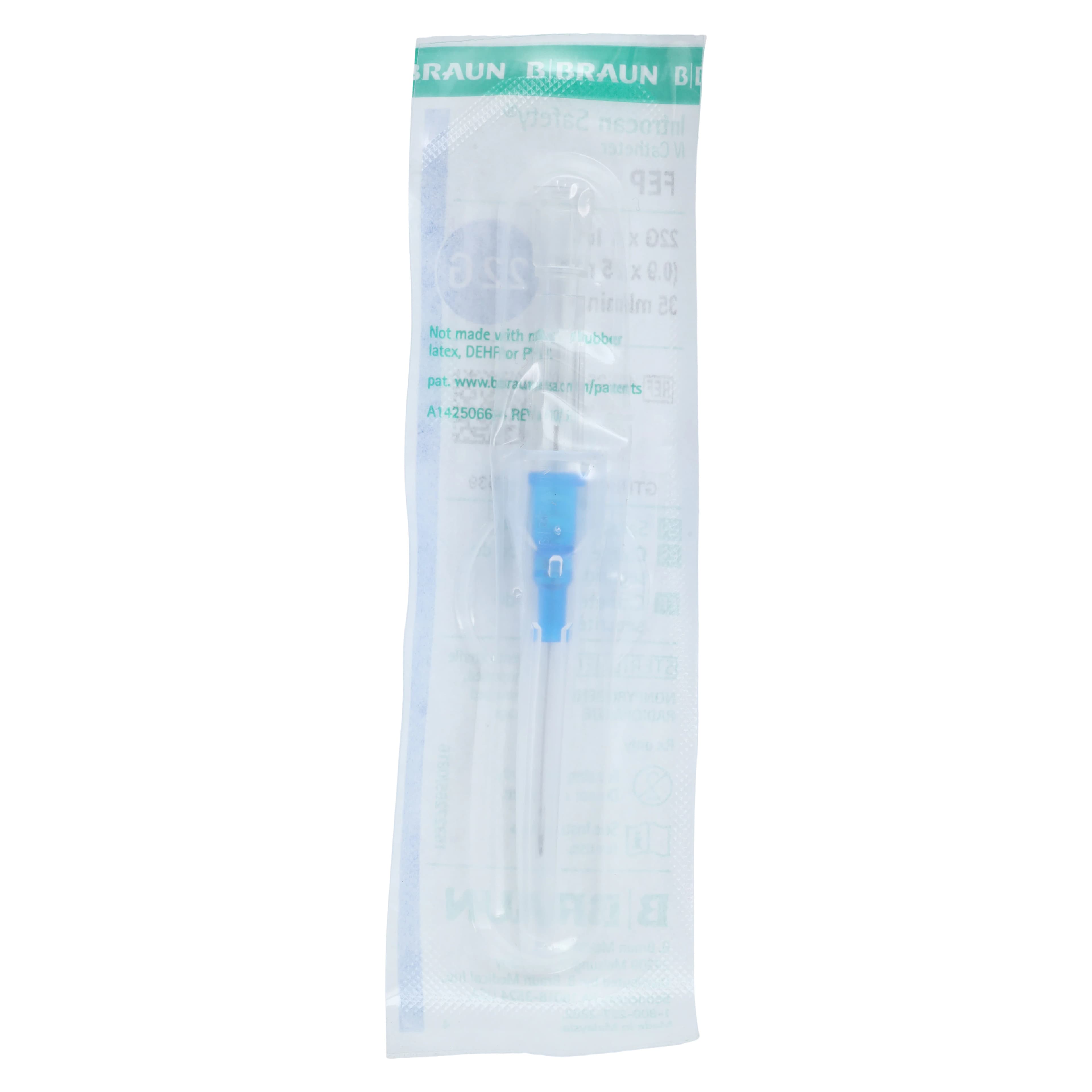 Introcan Safety IV Catheter, 22 Gauge, 1", FEP Polymer, Non-DEHP/Non-PVC, Sterile, Blue, Straight, Without Wings, Each thumbnail 6