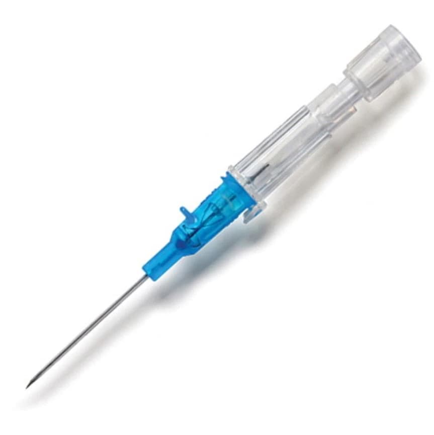 Introcan Safety IV Catheter, 22 Gauge, 1", Polyurethane, Non-DEHP/Non-PVC, Sterile, Blue, Straight, Without Wings thumbnail 2