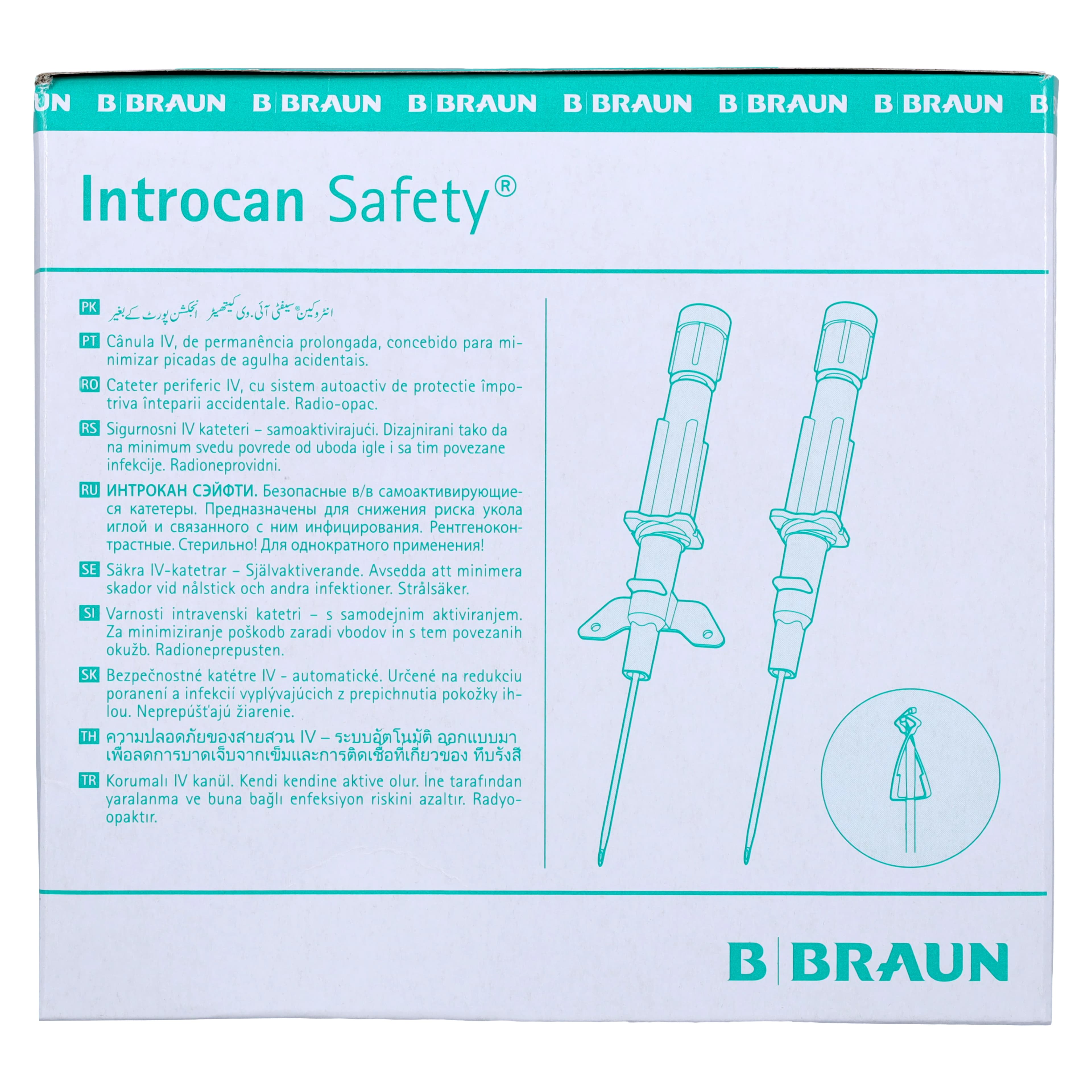 Introcan Safety IV Catheter with Wings, 18 Gauge, 1-1/4", Teflon, Non-DEHP/Non-PVC, Sterile, Green, 50/Box thumbnail 4