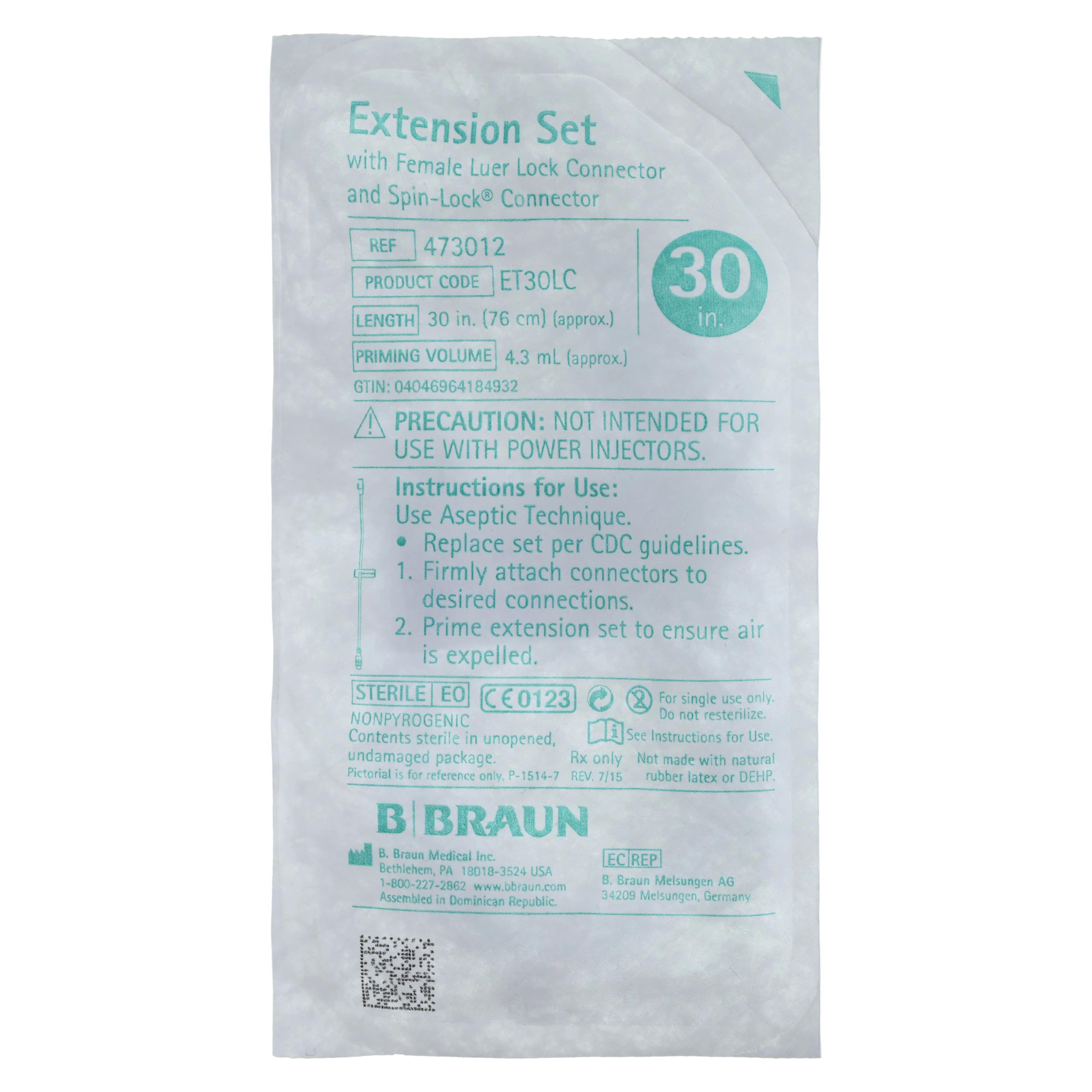 B. Braun IV Extension Set, 30" Female Luer Lock/SPIN-LOCK Male Connector, Slide Clamp, Sterile, Latex-Free, 100/Case thumbnail 3