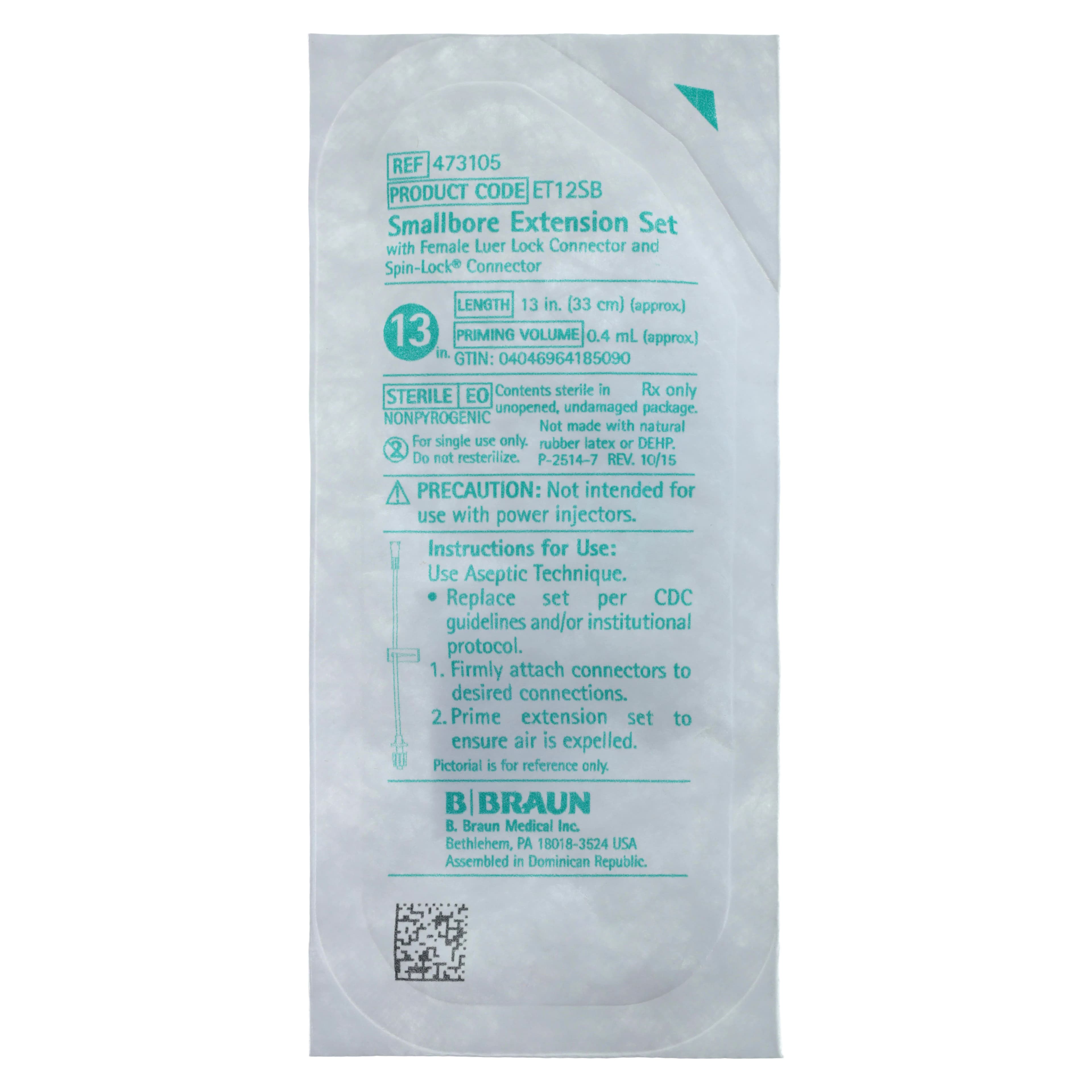 B. Braun Extension Set, Small Bore, Peripheral IV, 13" Female Luer Lock/SPIN-LOCK Male Connector, Non-Removable Slide Clamp, Sterile, Latex-Free, 100/Case thumbnail 3
