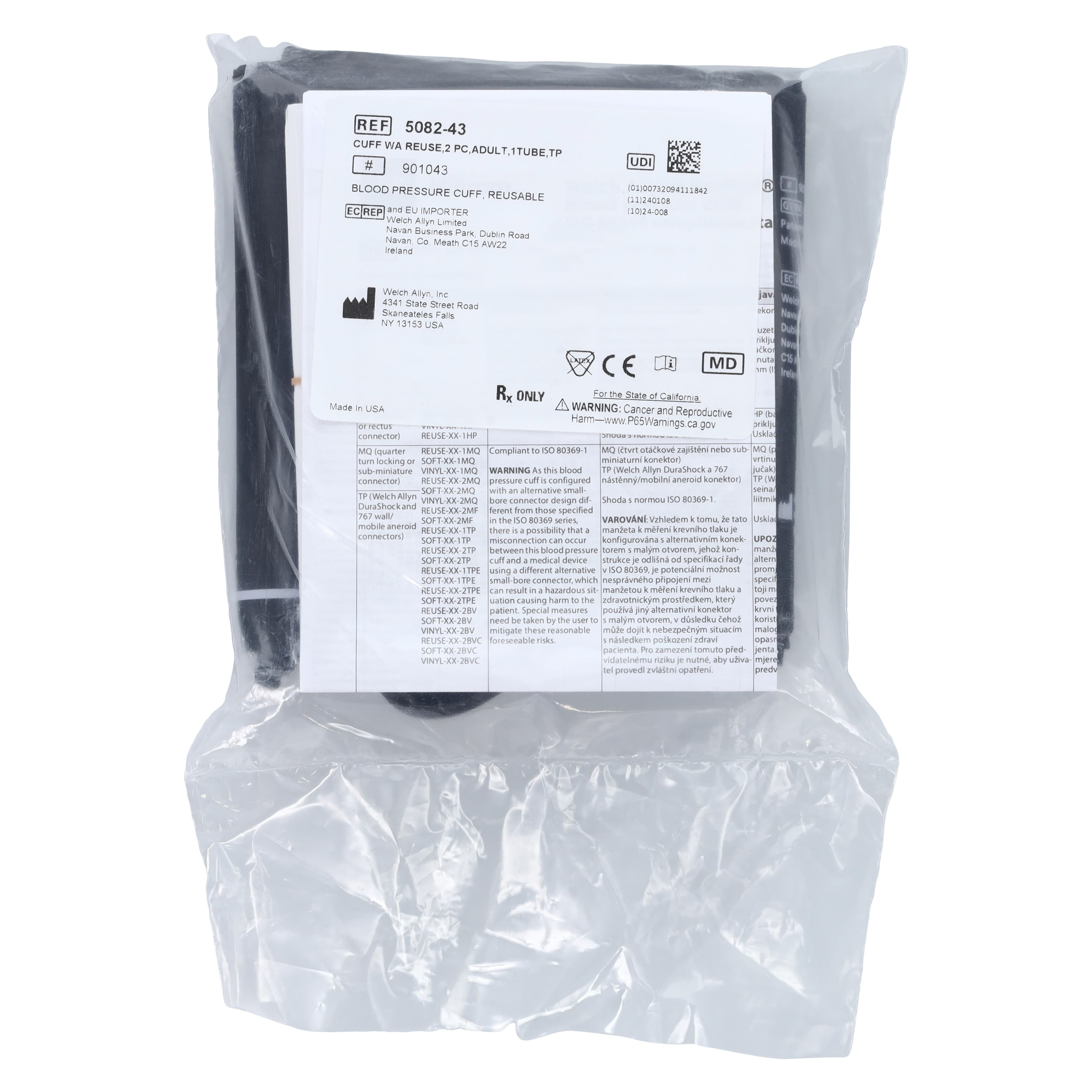 Welch-Allyn Blood Pressure Cuff & Bladder, Handheld, Black, Latex-Free, Each thumbnail 2