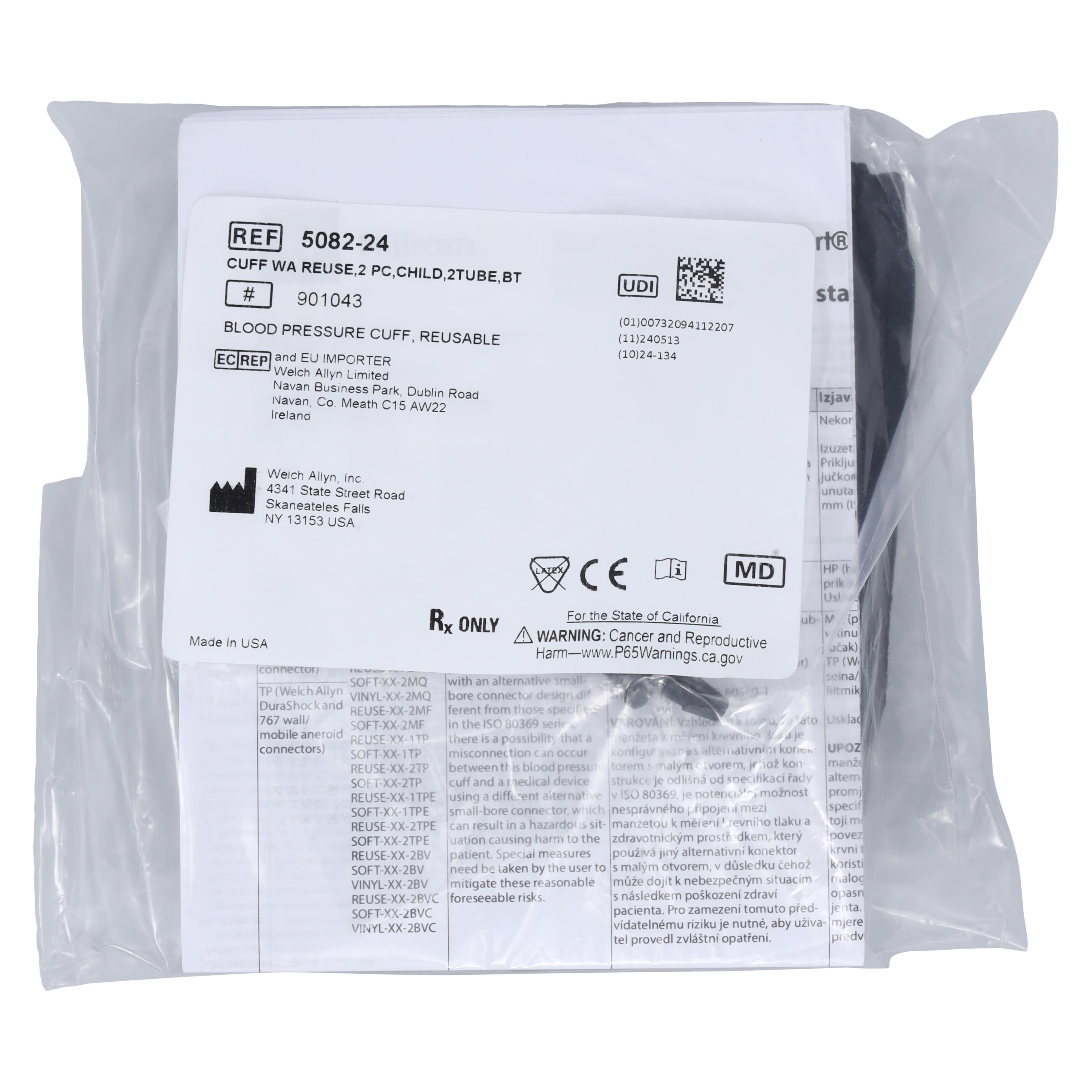 Welch Blood Pressure Cuff & Bladder, 2-Tube, Velcro, Size 9, Black, Latex-Free, Each thumbnail 2