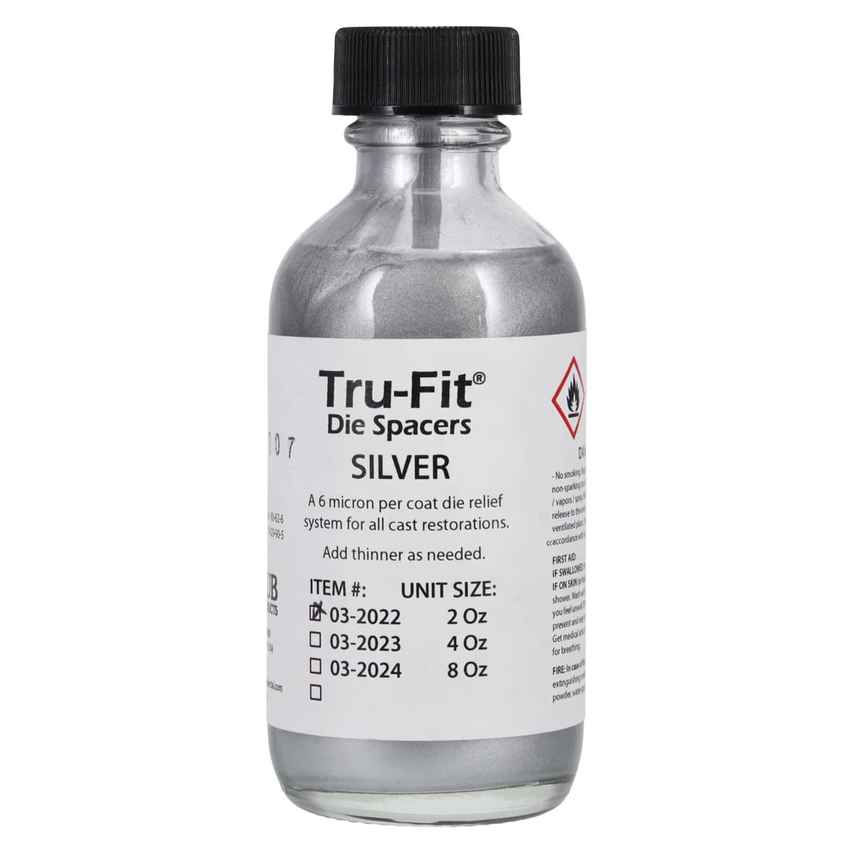 Tru-Fit Die Spacer, Silver, 2 oz Bottle, Each - TRU-FIT DIE SPACER 2 oz. BOTTLE SILVER EA. - Image 1