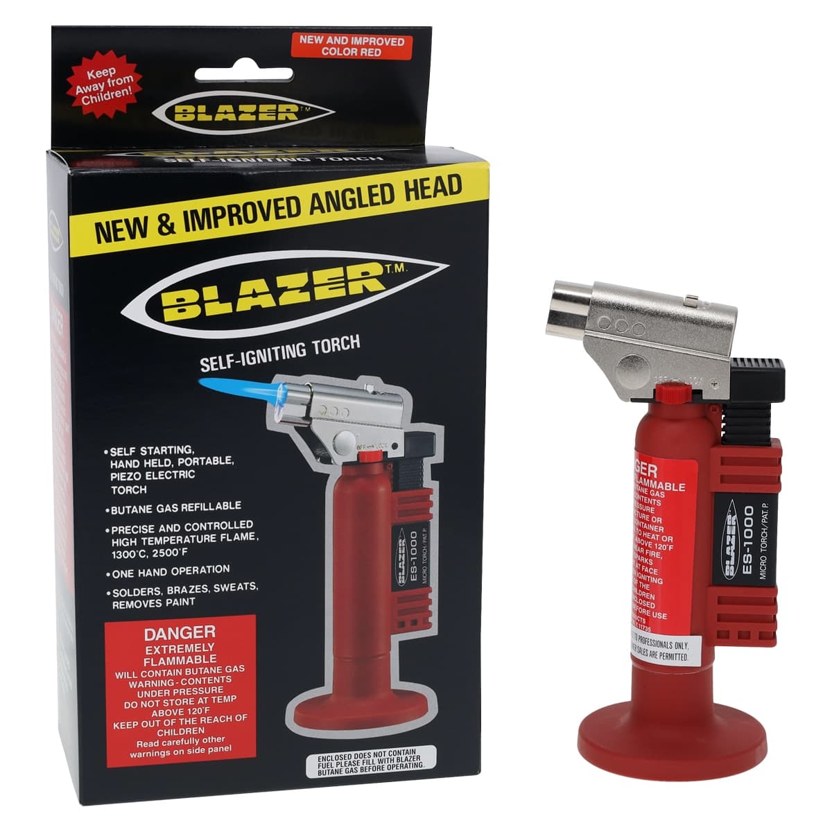 Blazer Micro Torch Red, Spitfire Hand Held Refillable ES-1000 - Blazer Micro Torch Red - Image 1