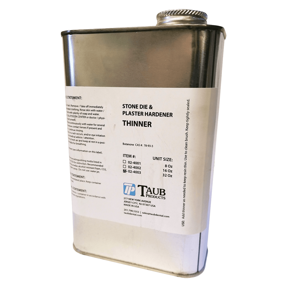Taub Products Stone Die & Plaster Hardener, Model Hardener Thinner, Light Yellow, 32 oz Bottle - Stone Die/Plaster Hard - Image 1