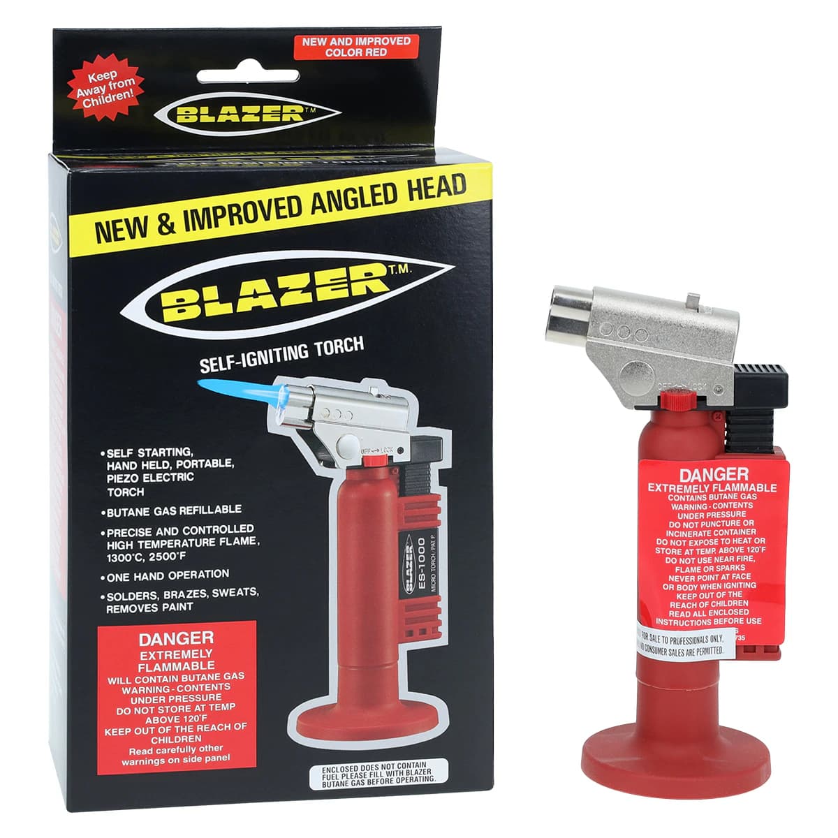 Blazer Micro Torch ES-1000 Angled Head, Black, Refillable, Each thumbnail 2