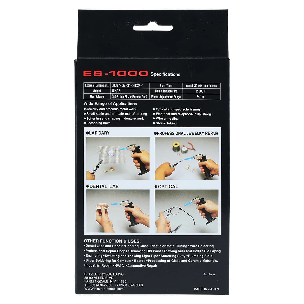Blazer Micro Torch ES-1000 Angled Head, Black, Refillable, Each thumbnail 6