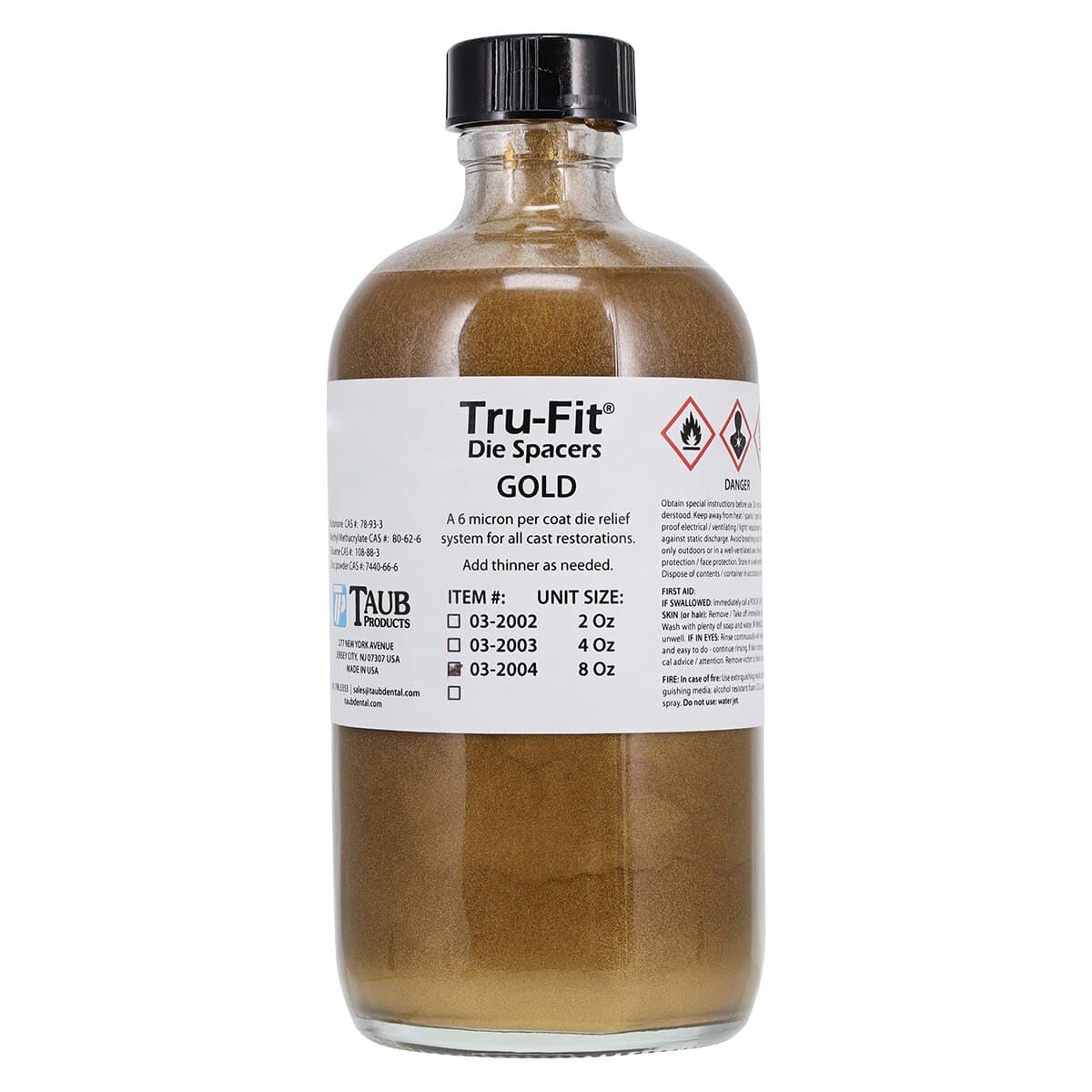Tru-Fit Die Spacer, Gold, 8 oz Bottle with 2 Empty 1/2 oz Bottles thumbnail 3