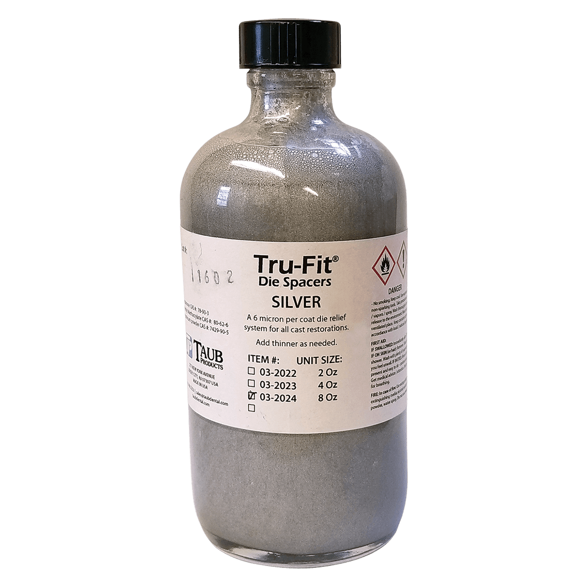 Tru-Fit Die Spacer, Silver, 8 oz Bottle - Tru-Fit Die Spacer – Individual Color - Silver, 8 oz Bottle - Image 1
