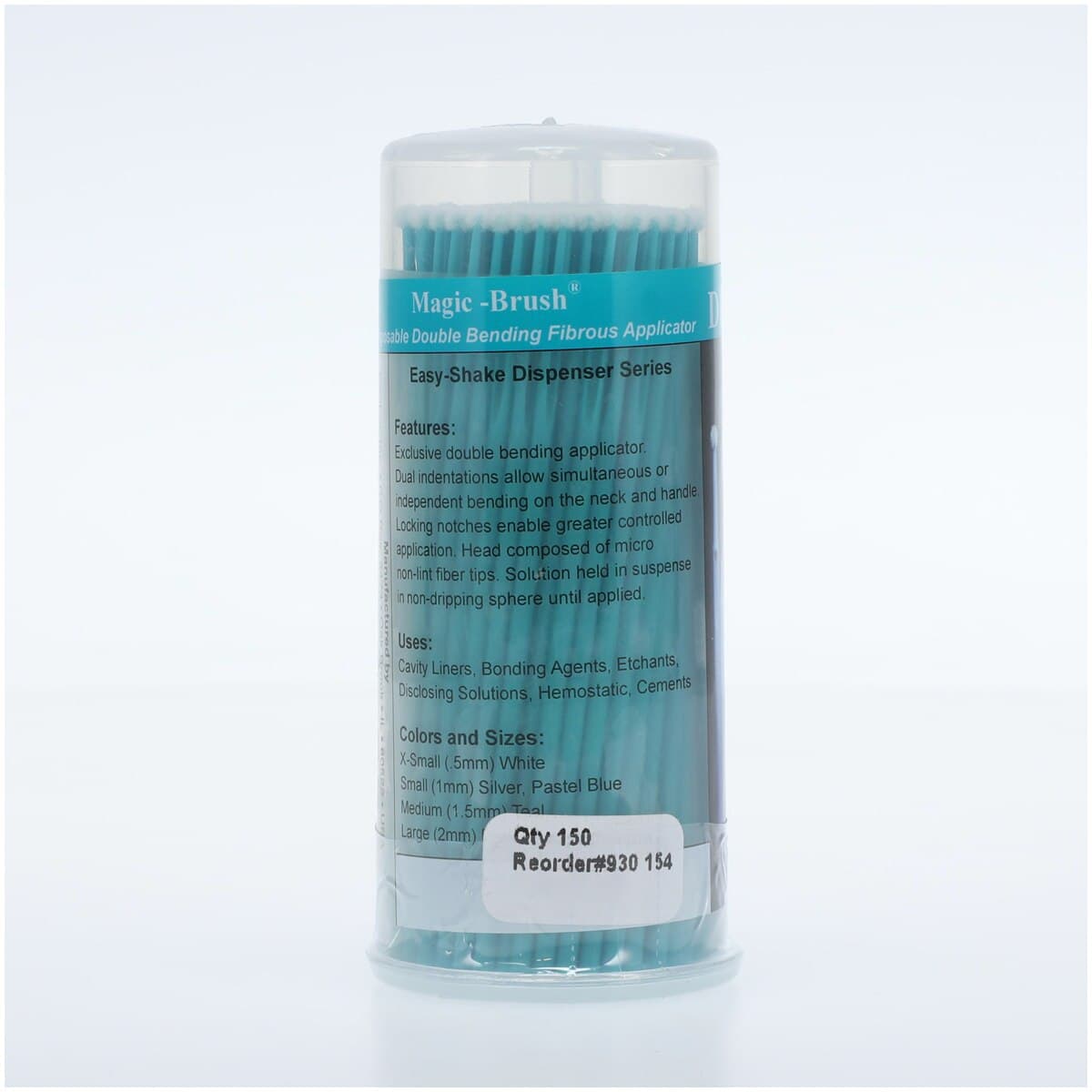 Magic Brush Easy Shake Medium, Teal, Double Bending Micro Applicator, 150/Box, Denbur thumbnail 2