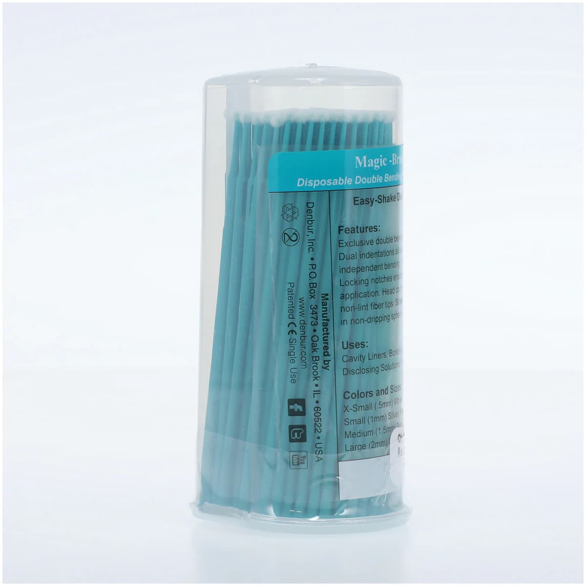 Magic Brush Easy Shake Medium, Teal, Double Bending Micro Applicator, 150/Box, Denbur thumbnail 3