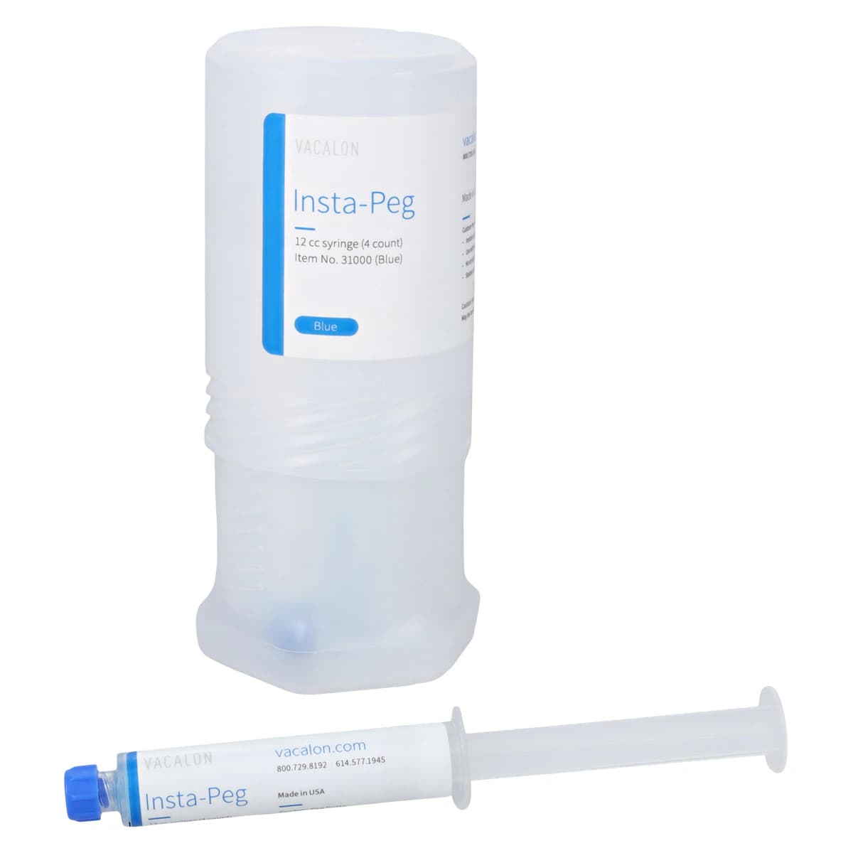 Insta-Peg Custom Refractory Putty Material, Blue, 12cc Syringe, 4/Pk - Insta-Peg Custom Refractory Putty Material, Blue, 12cc Syringe, 4/Pk - Image 1