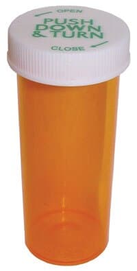 Clarke Container Medicine Vial, Plastic, 60 Dram, Amber, Push & Turn Cap, Reusable, Non-Sterile, 115/Case - Vial Medicine Push & Turn - Image 1