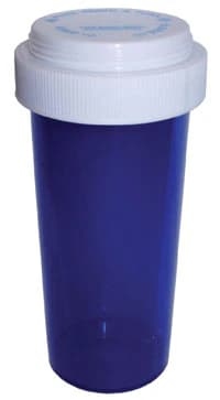 Clarke Container Medicine Vial, Plastic, 40 Dram, Blue, Reversible Cap, 130/Case - Vial w/Reversible Cap Blue - Image 1