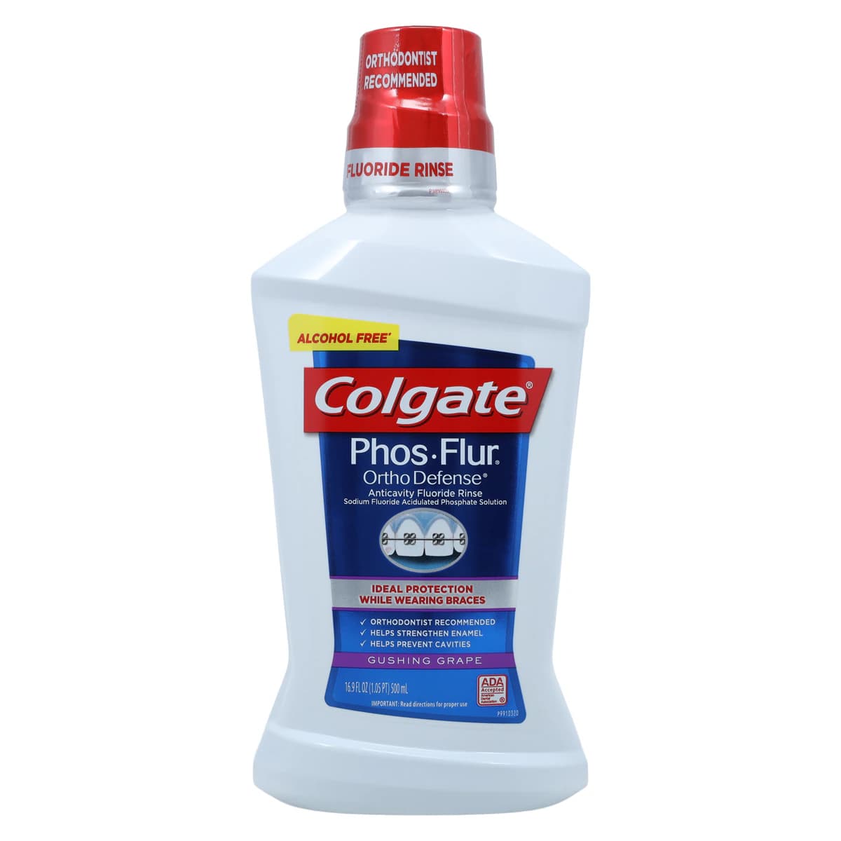 Colgate Phos-Flur Ortho Defense Oral Rinse, 0.04% Sodium Fluoride, Grape Flavor, 16.9 oz, 6/Case - Phos-Flur Ortho Defense Oral Rinse - Image 1