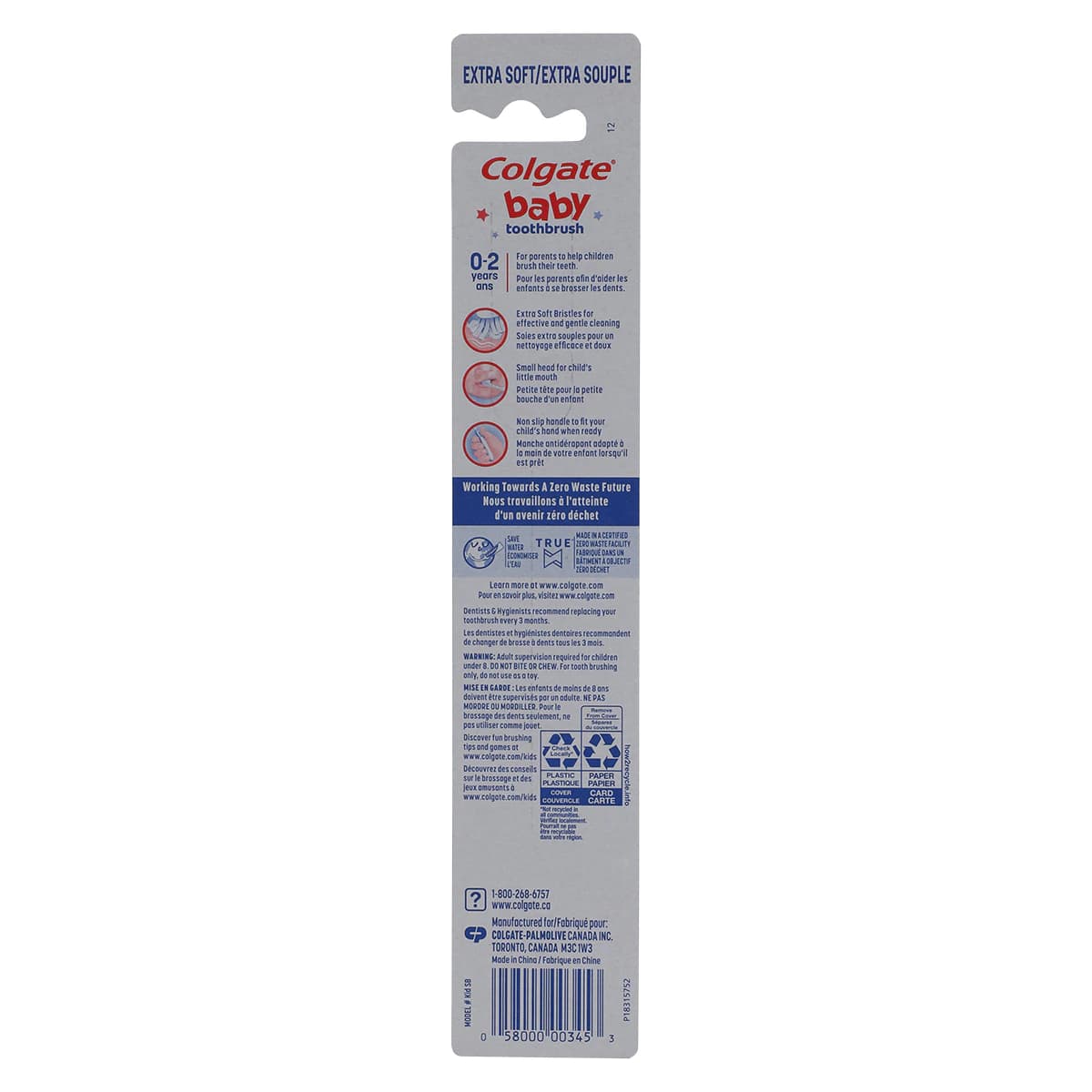 Colgate My First Toothbrush, 0-2 Years, Extra Soft, 35 Tuft, Assorted Pastel, 6/Bx thumbnail 6