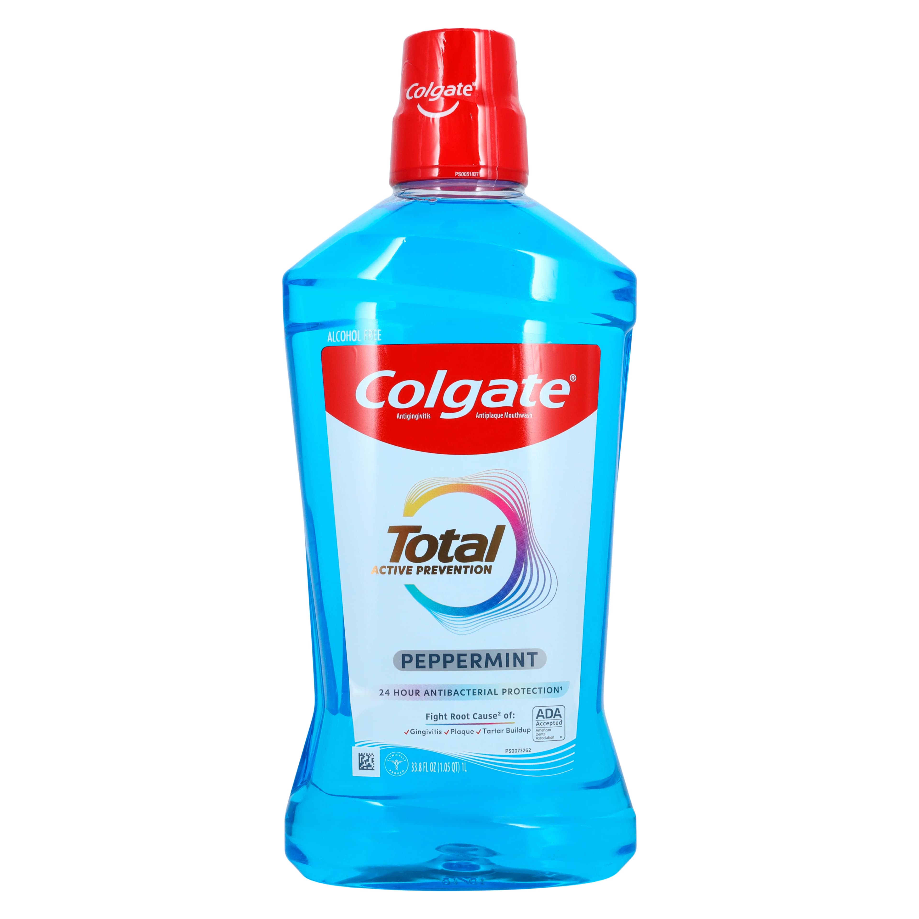 Colgate Total Mouthwash Peppermint Bundle, 1 Liter, Cetylpyridinium Chloride 0.075%, 6/Box - Colgate Total Mwash&Pump Bndl - Image 1