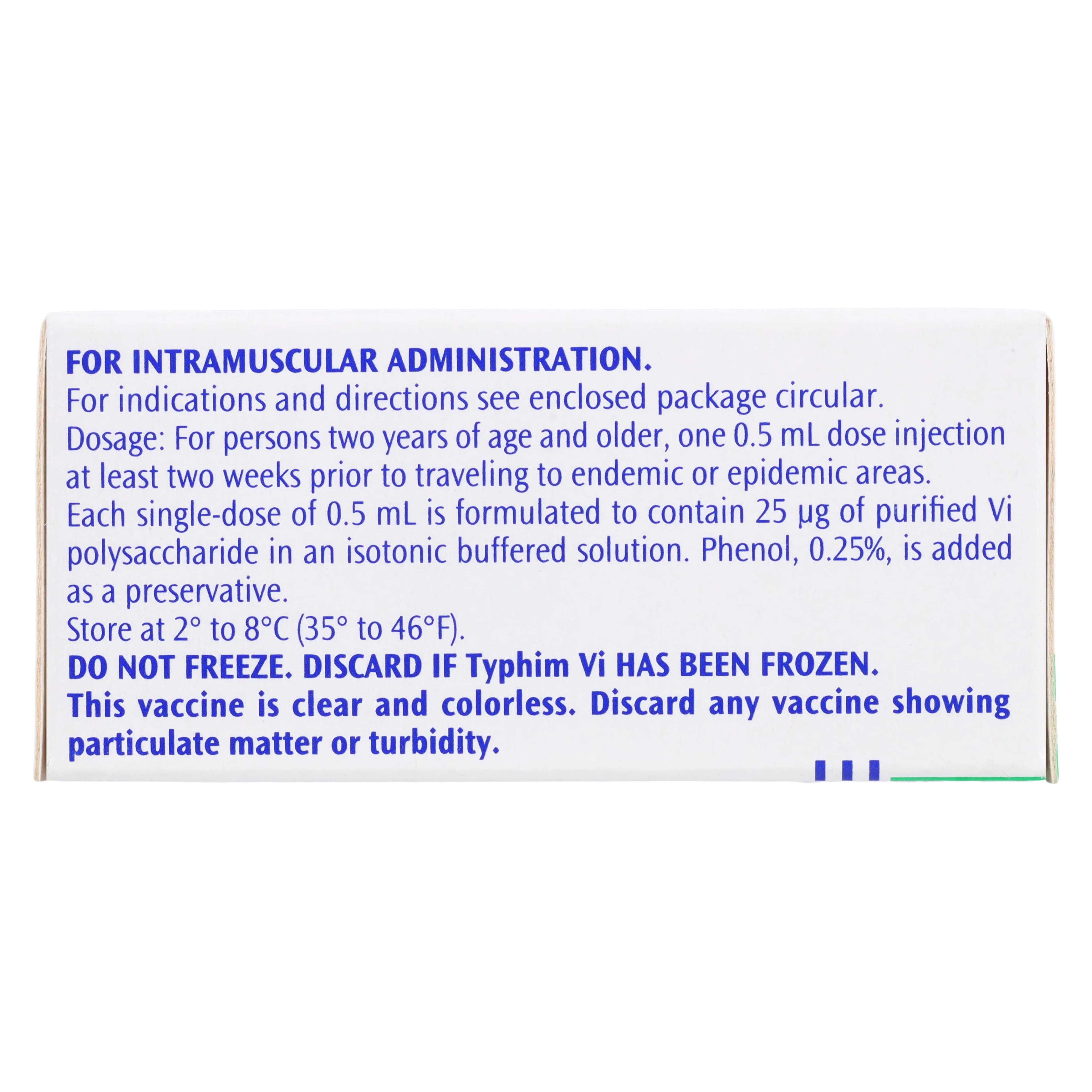 Typhim Vi Typhoid Vaccine, 25 mcg/0.5 mL, Multi-Dose Vial (10 mL), Injectable thumbnail 2