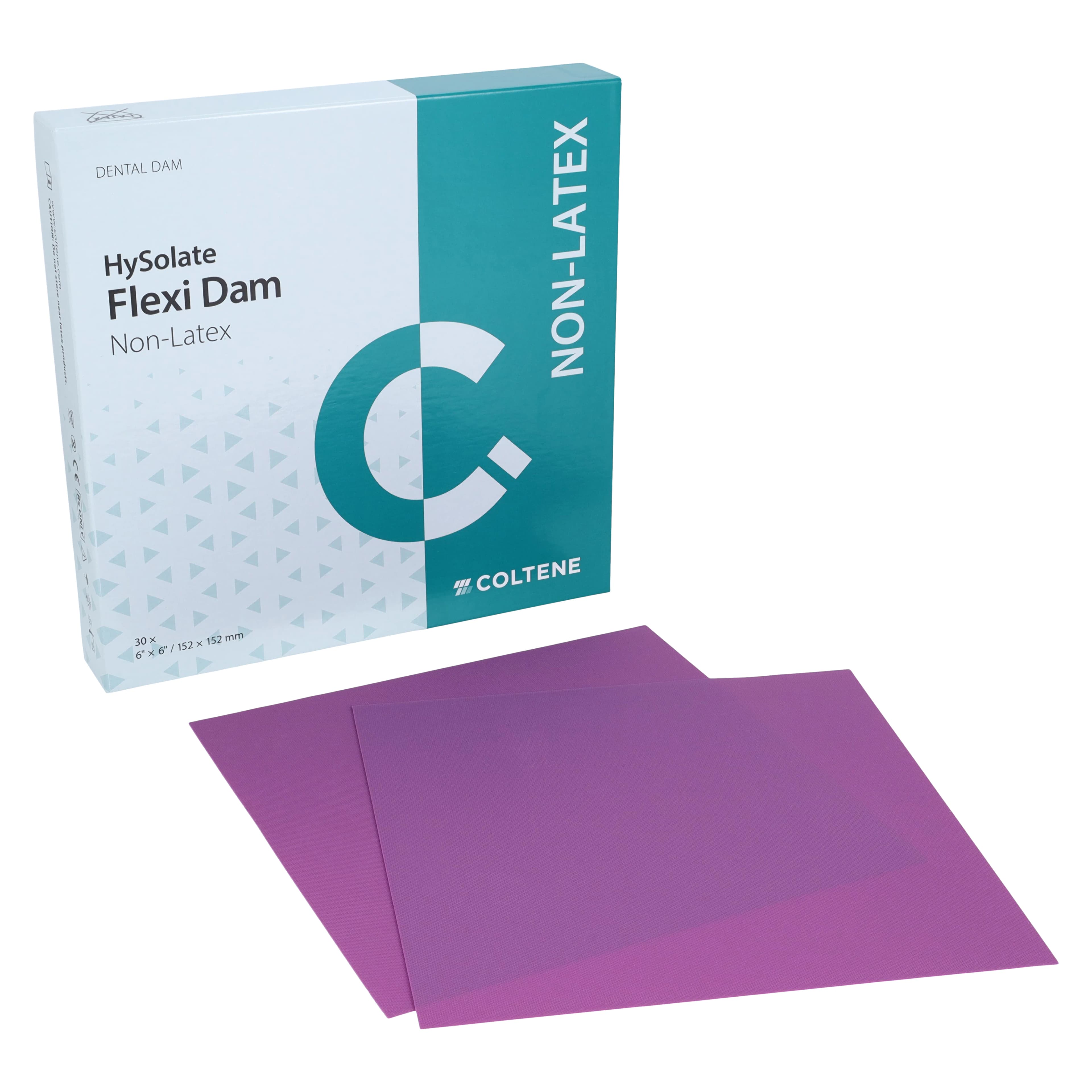 Hygenic Flexi-Dam Non-Latex Dental Dam, 6" x 6", Medium, Purple, 30/Box, H09945 thumbnail 2