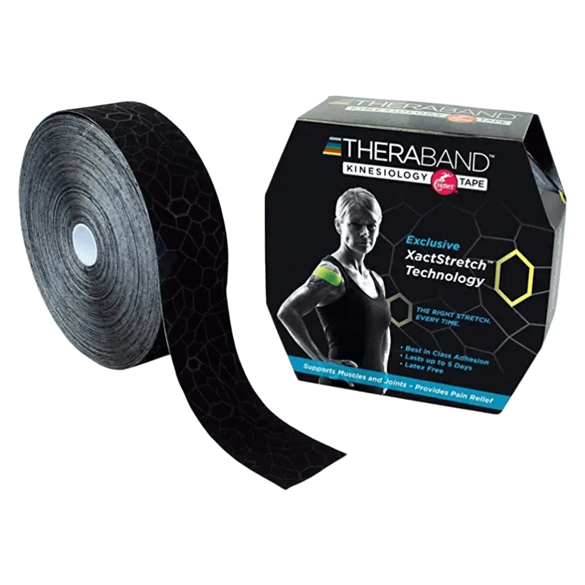 TheraBand K Tape Black, 2" x 103.3', 98% Cotton/2% Spandex, Latex-Free, Single Roll thumbnail 2