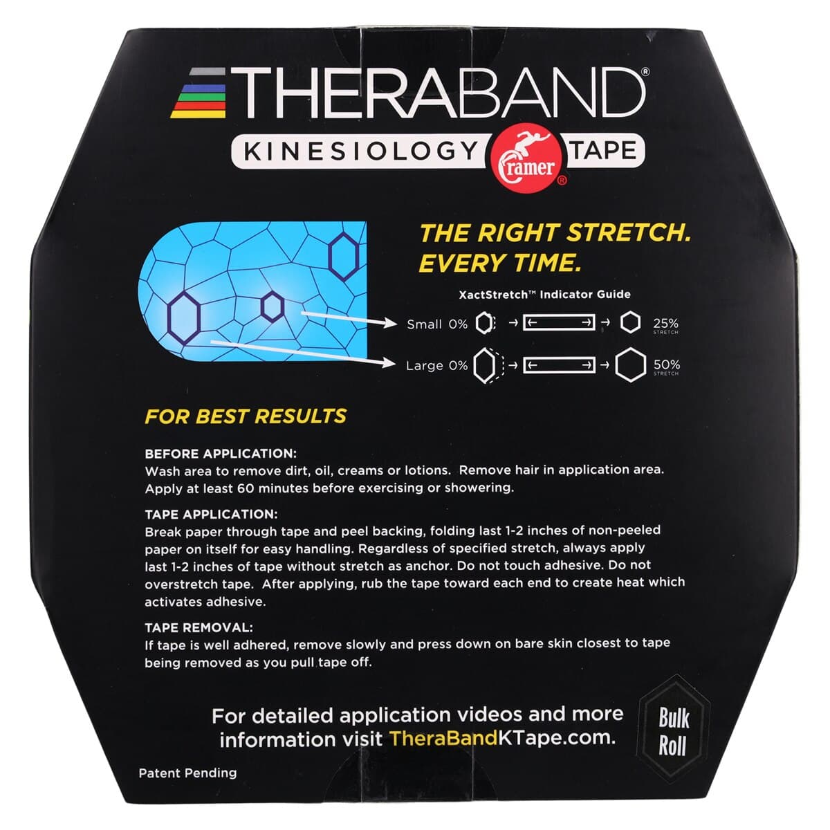 TheraBand K Tape Black, 2" x 103.3', 98% Cotton/2% Spandex, Latex-Free, Single Roll thumbnail 4