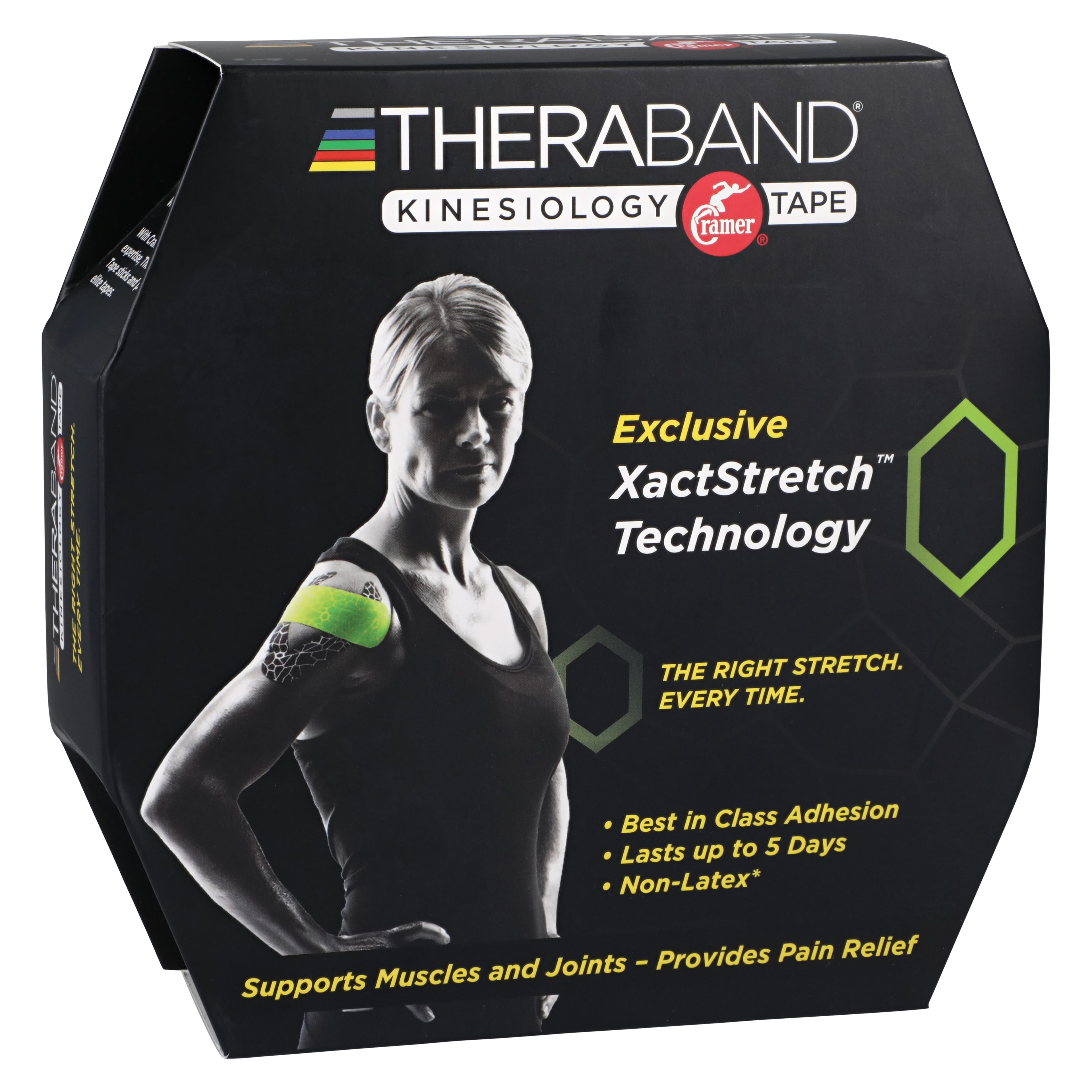 TheraBand K Tape Kinesiology Tape, 2" x 103.3', Black/Gray, Latex-Free thumbnail 2